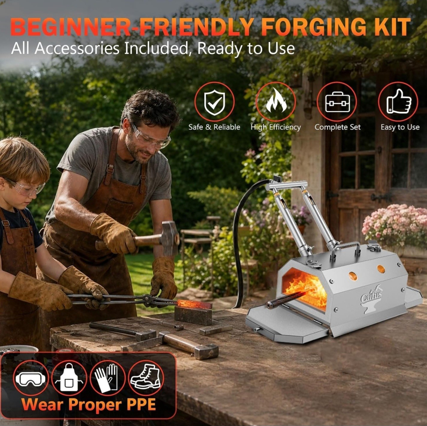 ​🔥 Professional 2-Burner Propane Forge Kit with Double Doors 🔥
