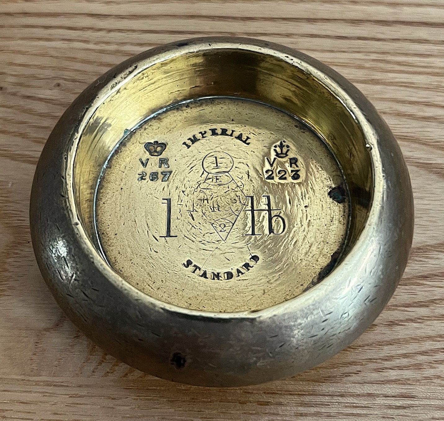 Five Antique Victorian Brass Stacking Trade Weights 4lb – 4oz