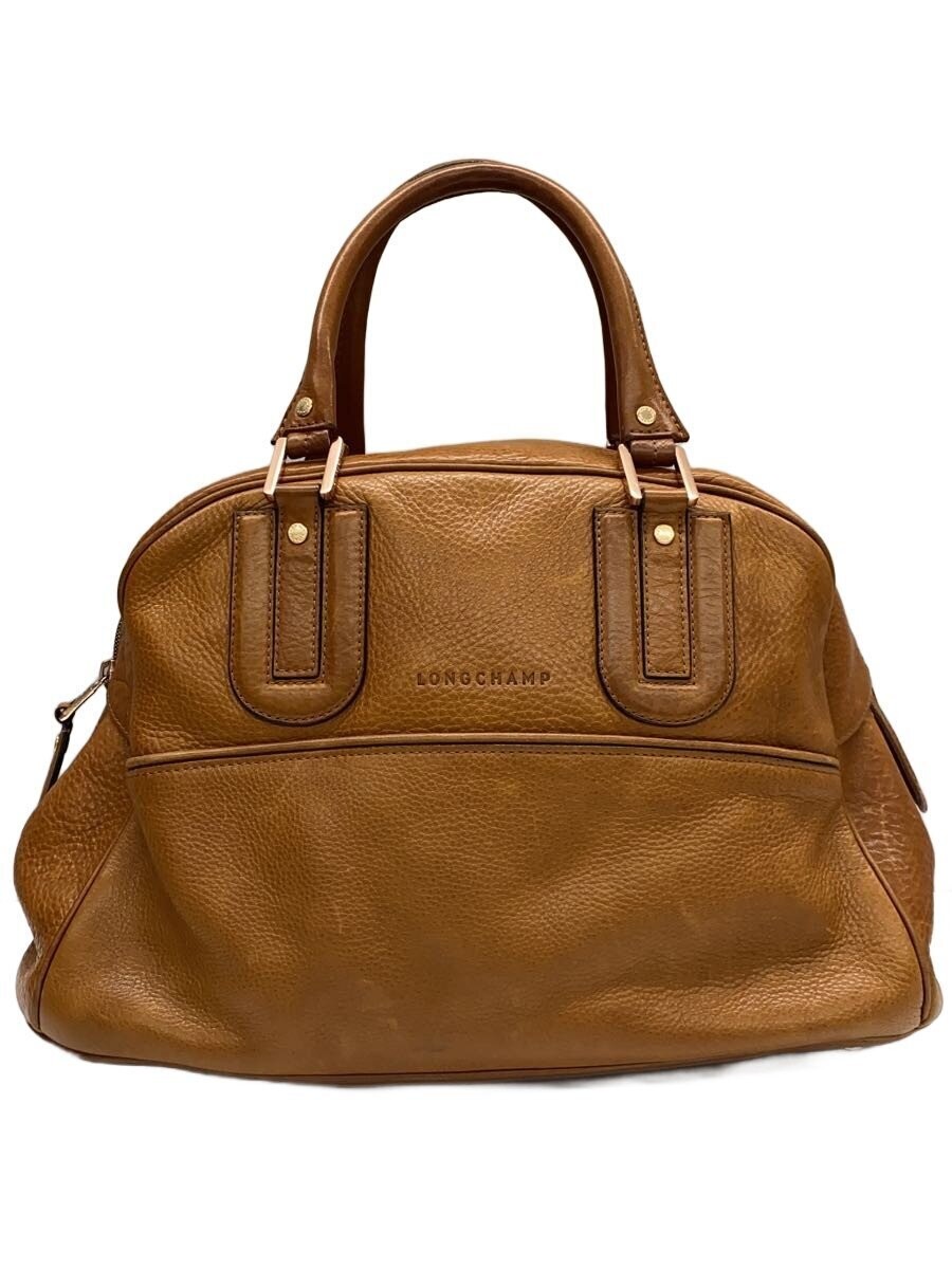 LONGCHAMP Leather Bag Used Brown Plain Stylish Versatile Accessory 20cm