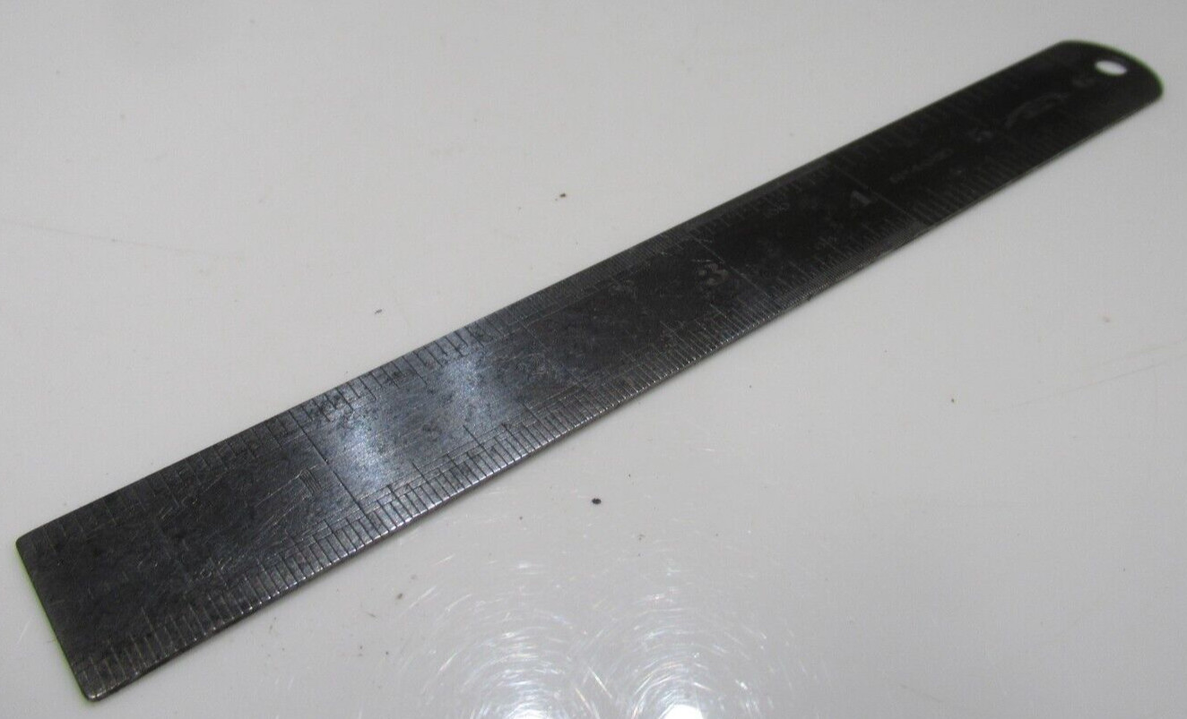 Superb Vintage Chesterman No 403D 6″ Steel Rule Imperial Graduations Both Sides