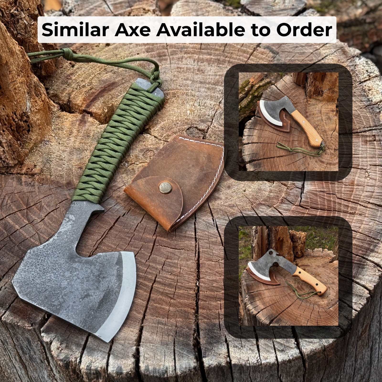 Camping Axe Bushcraft Hatchet Hand Forged 52100 Carbon Steel with Sheath
