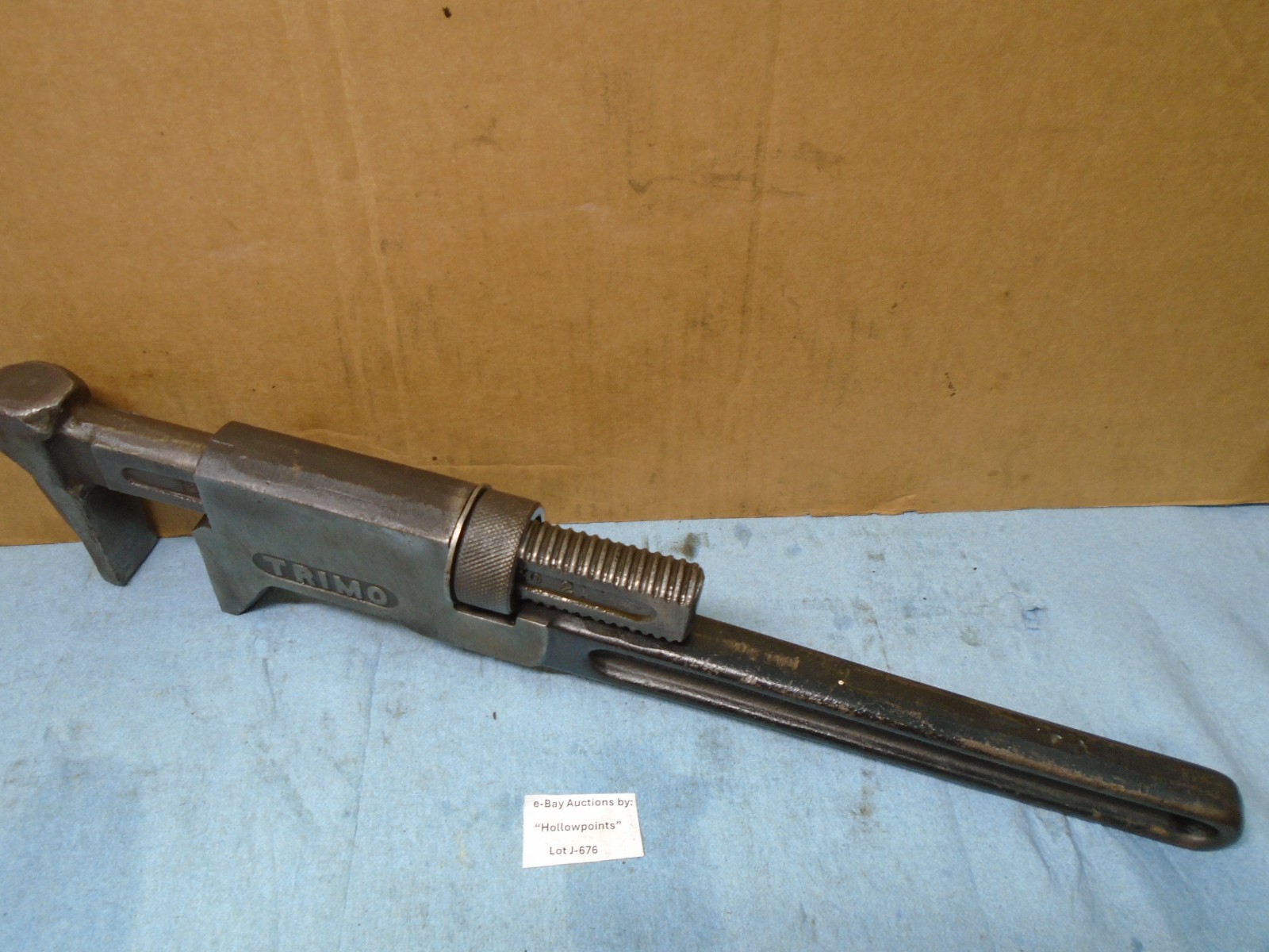 Trimo BIG 21″ Monkey Wrench Smooth Jaw Adj. Pipe Wrench Pat Date 1911 Clean J676