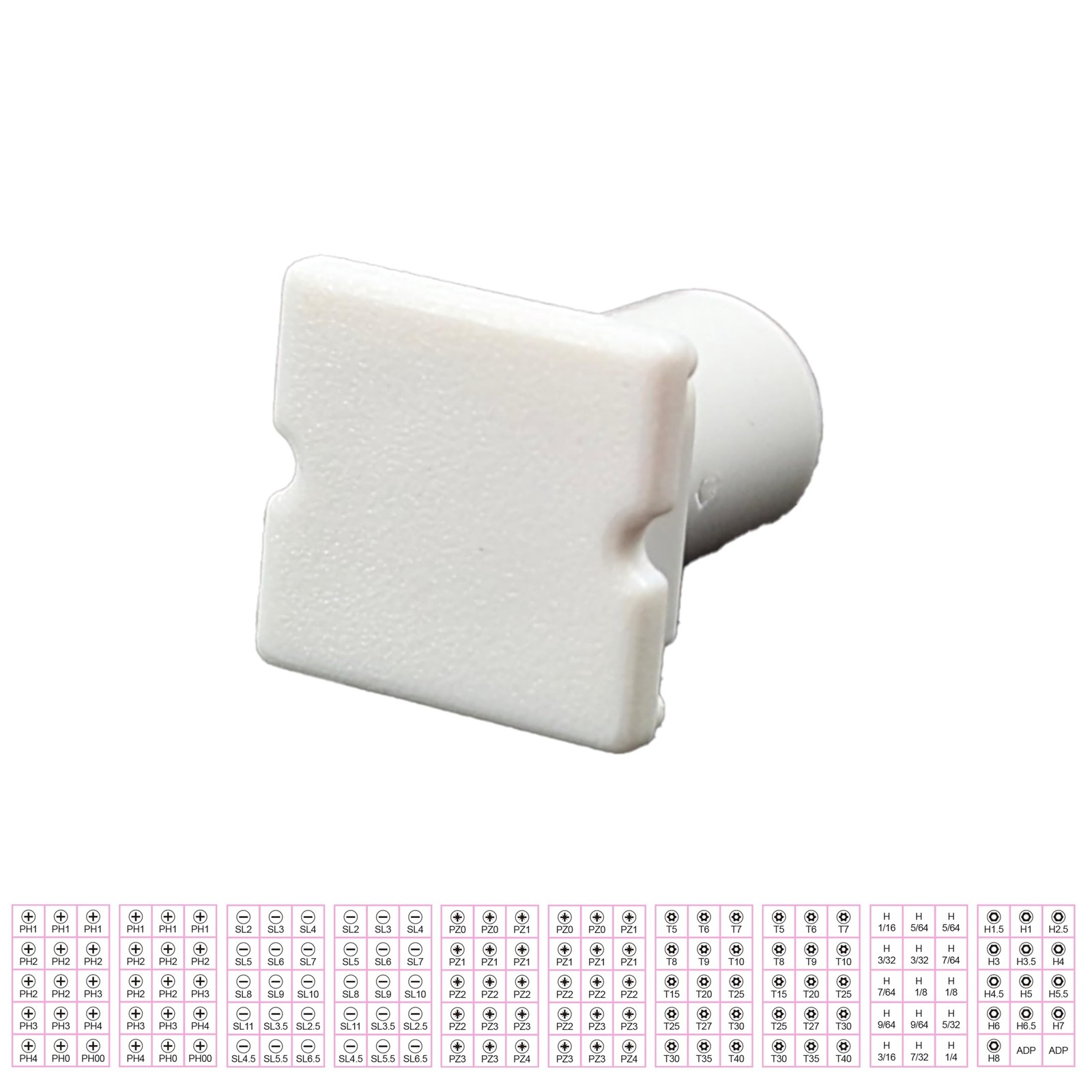 FREE ZONE – 60-Piece Size Indicator (White) for marking Sockets and bit – Acc…