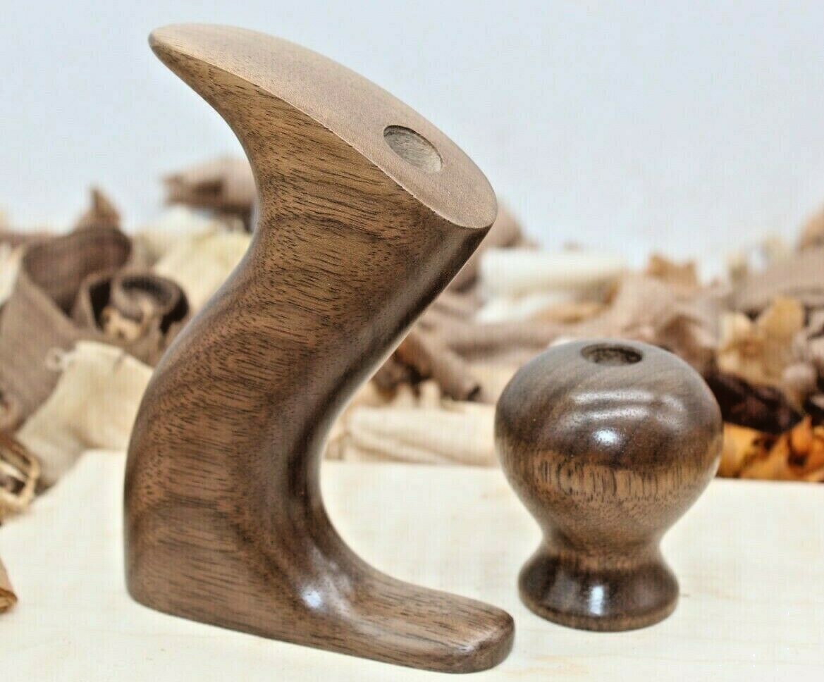 Hand Made Walnut Stanley Plane Tote & Knob For No 3, 4, 603, 604 with Low Knob