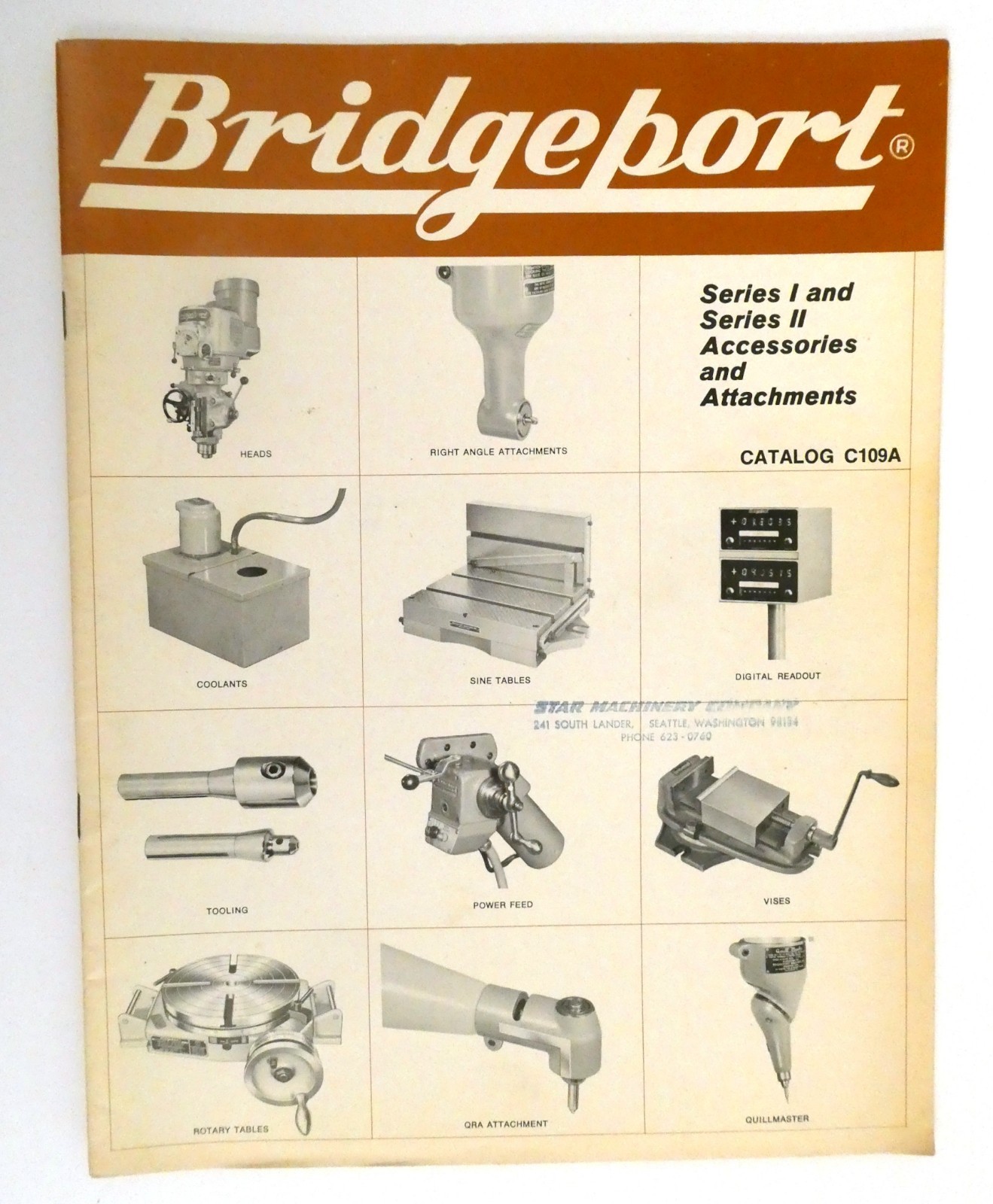 Bridgeport Series 1 & 2 Accessories & Attachments Catalog No. C109A Vintage