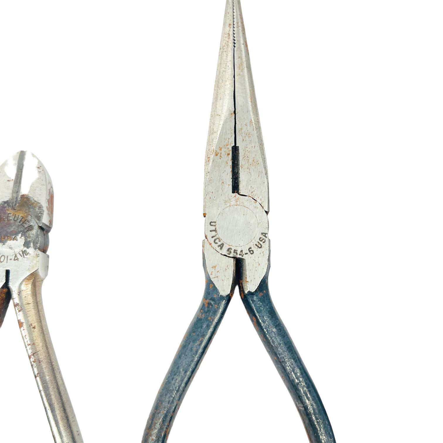 Utica 554-6 Needle Nose and Kraeuter 4501 Diagonal Cutter Pliers, USA, 2 Pcs