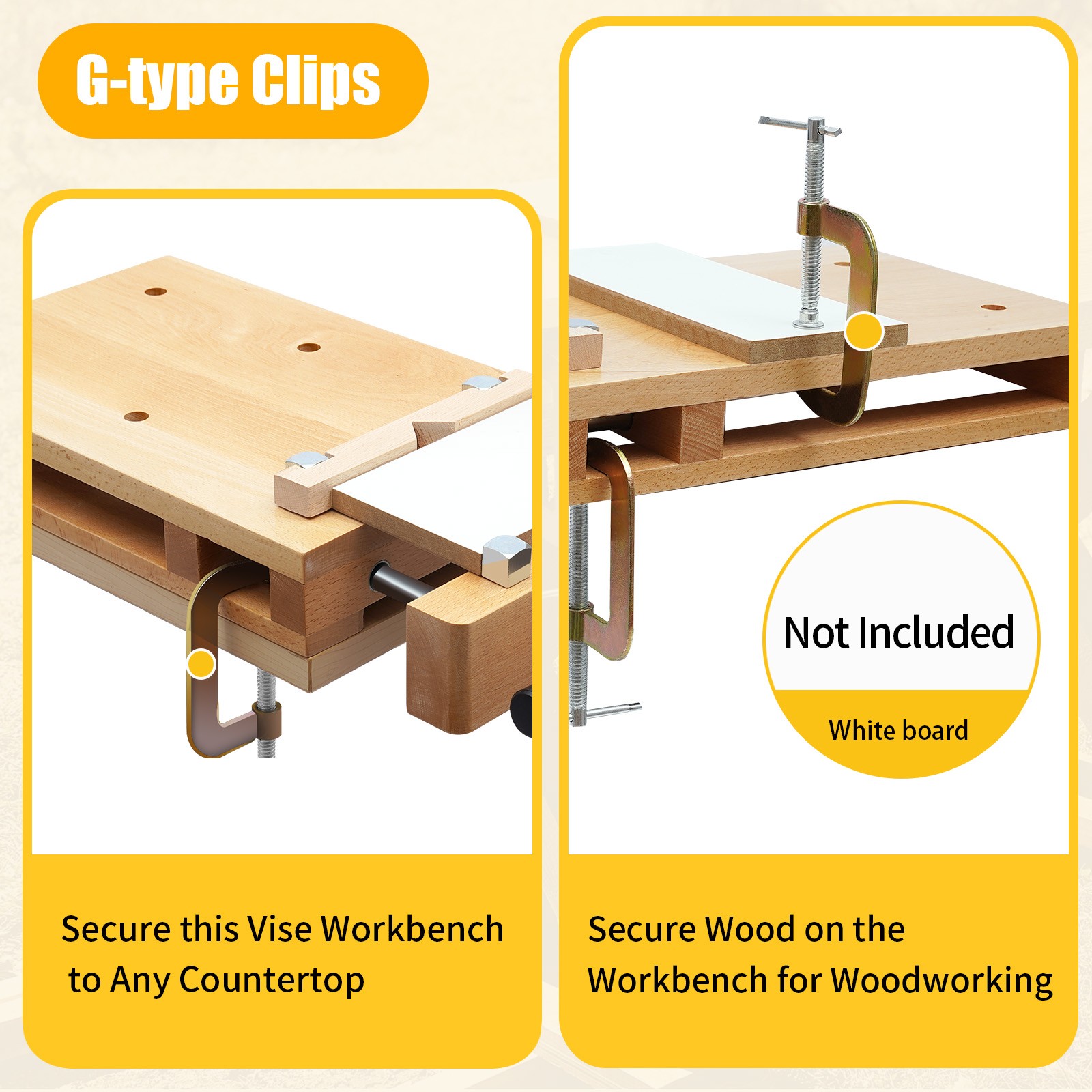 Woodworking Bench Vise with Quick Release, Durable Beech Wood Design