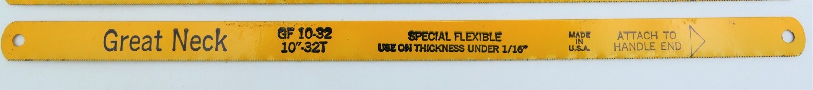 Vtg Great Neck TWO 10″ Flexible Alloy Hack Saw Blades GF 10-32 32 T.P.I USA NOS