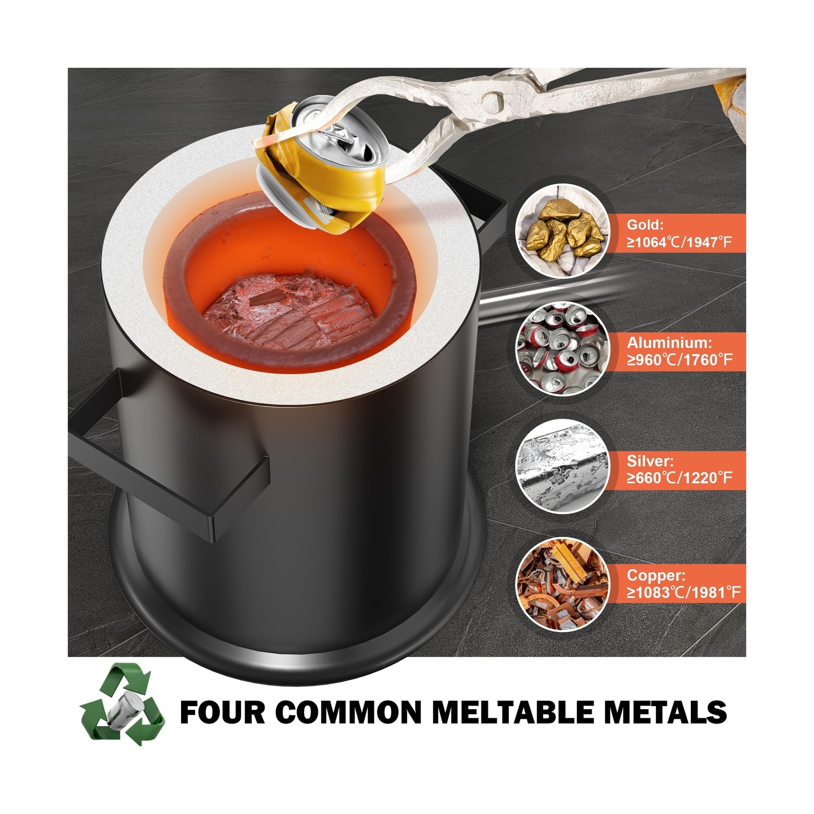 MMasters 6KG Propane Metal Melting Furnace Kit with Gloves, 2400℉ High-Eff