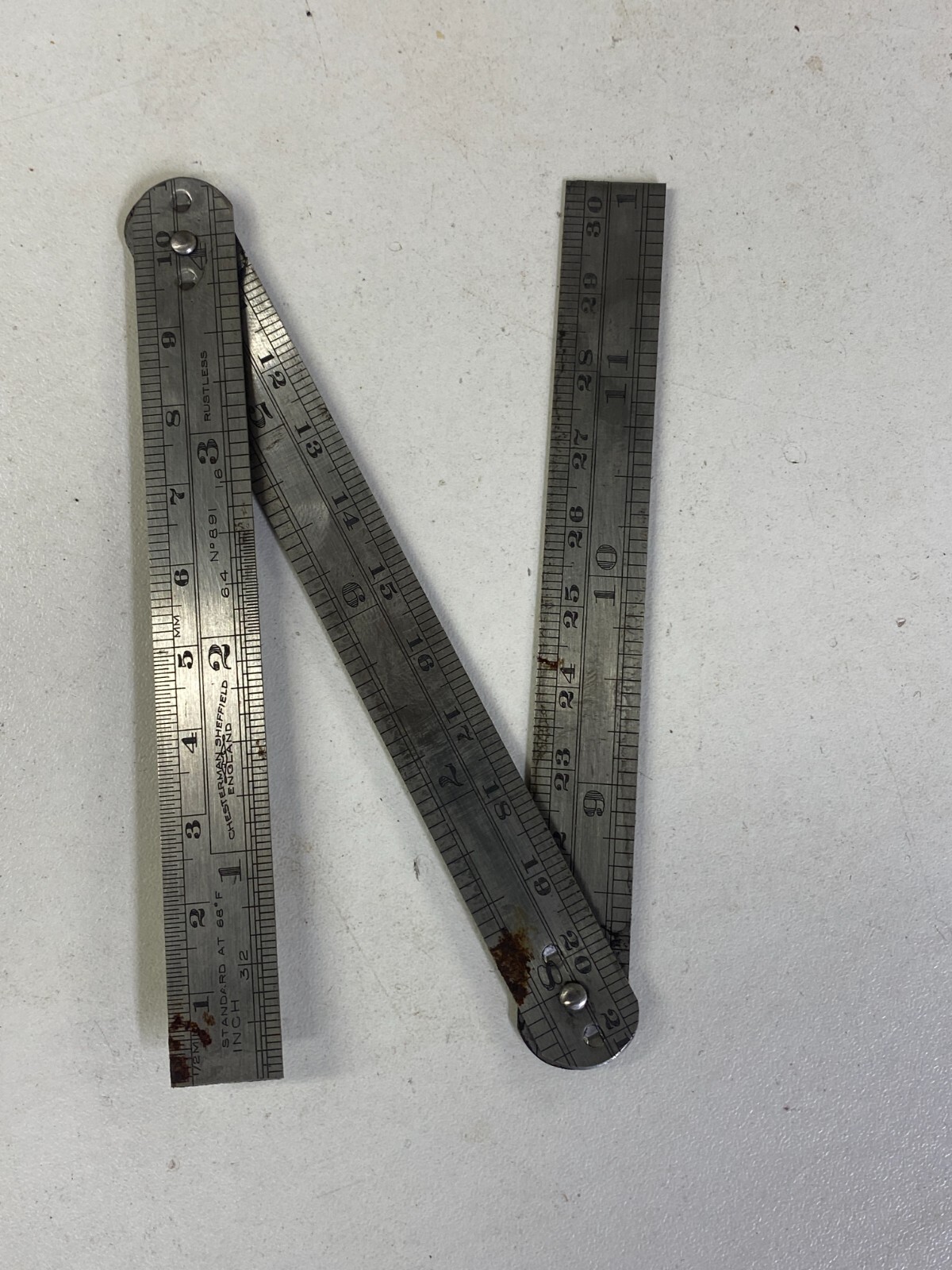 Chesterman 891 Folding Rule 12″ Pocket Advertising Imperial Metric 3 Fold Tools