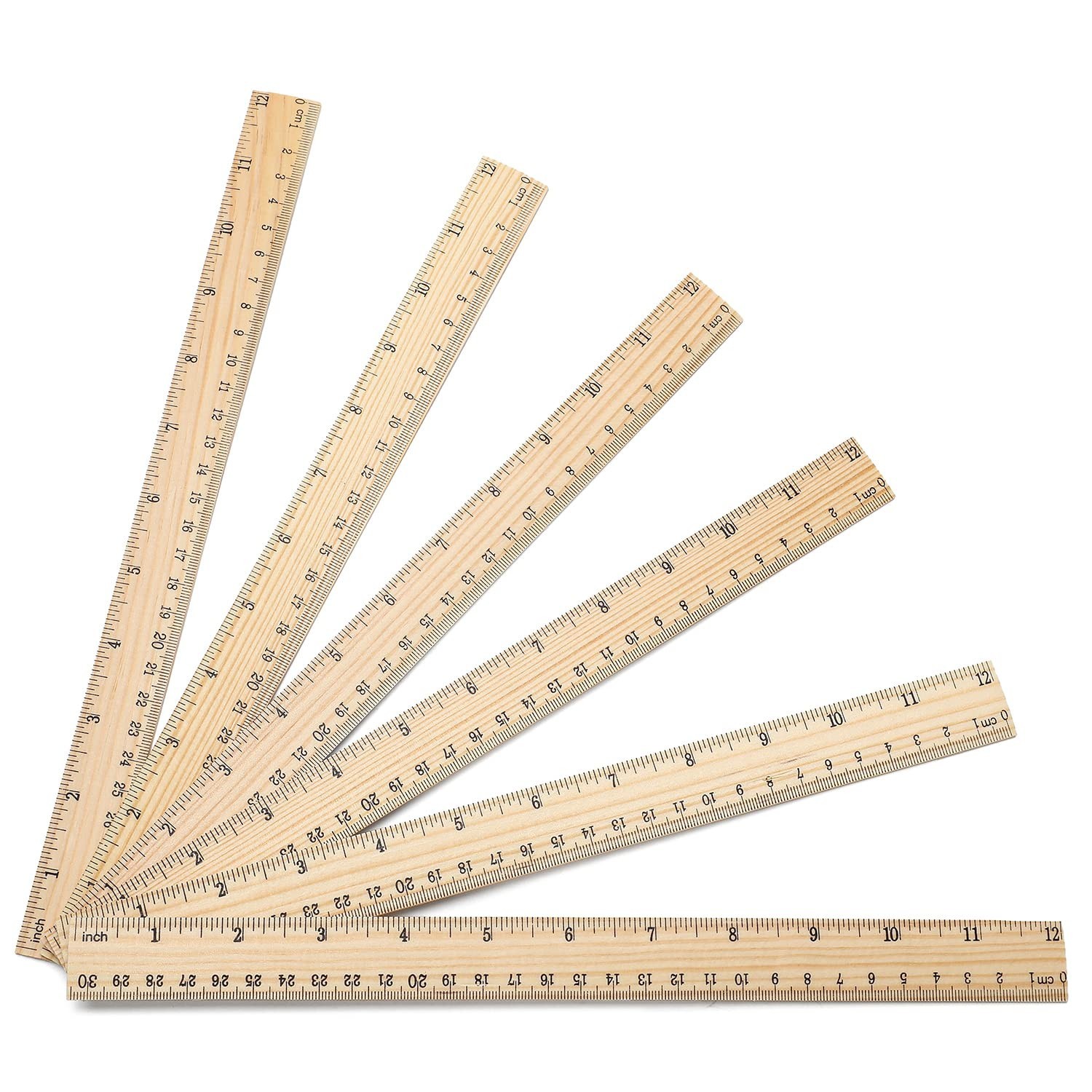 Precision 60 Pack 12-Inch Double-Sided Wooden Rulers for Classroom & Office Use