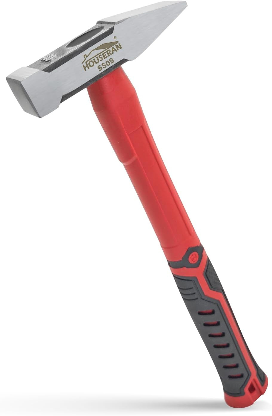 Sheet Metal Hammer 400G, Cross Peen Hammer with Non-Slip Rubber Grip, Engineer H
