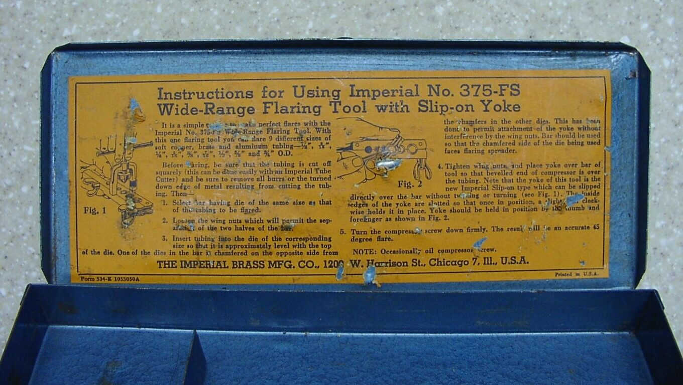 Antique Imperial Brass Flaring Tool Set,Slip-On Yoke,Complete W/Orig. Metal Case