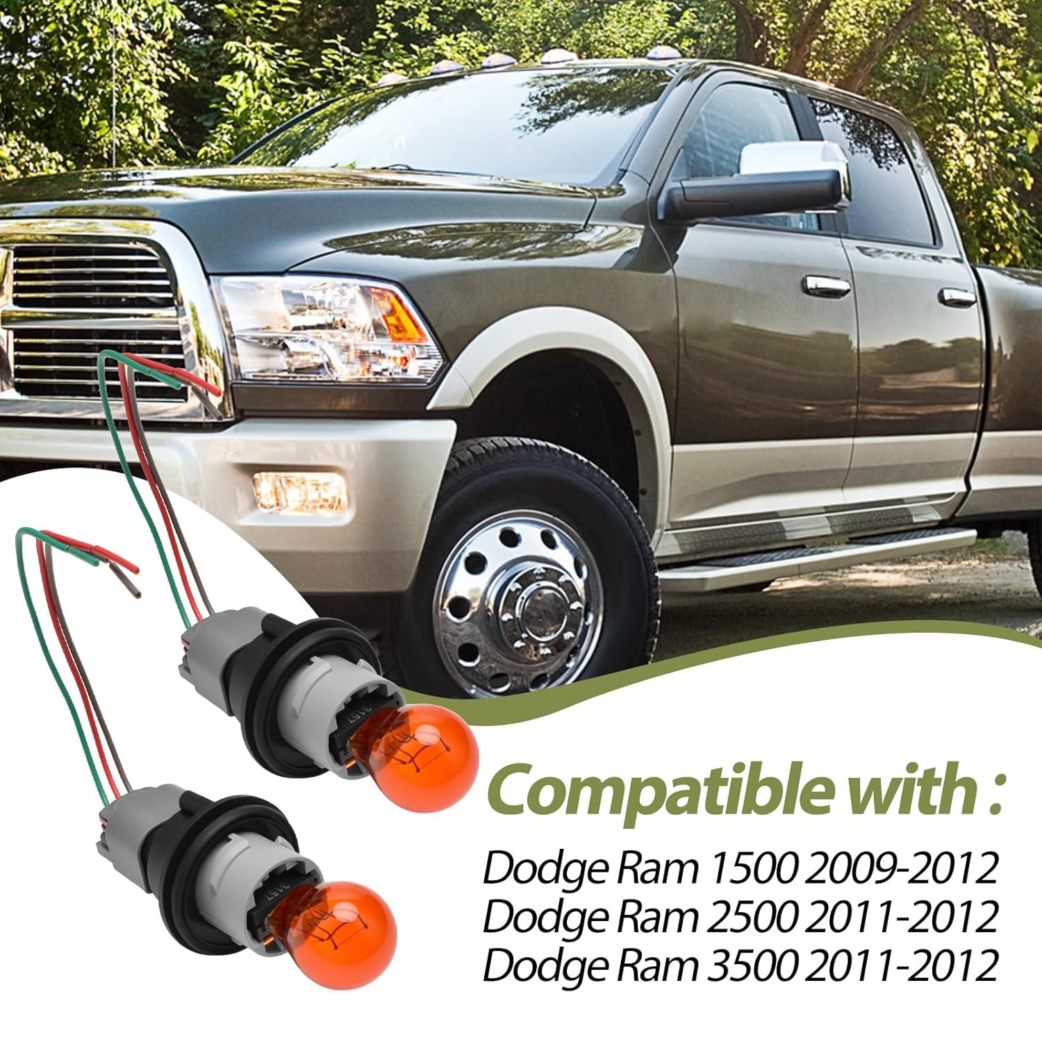 2PCS Turn Signal Light Socket Holder Kit with Wiring Harness & Bulb Compatible