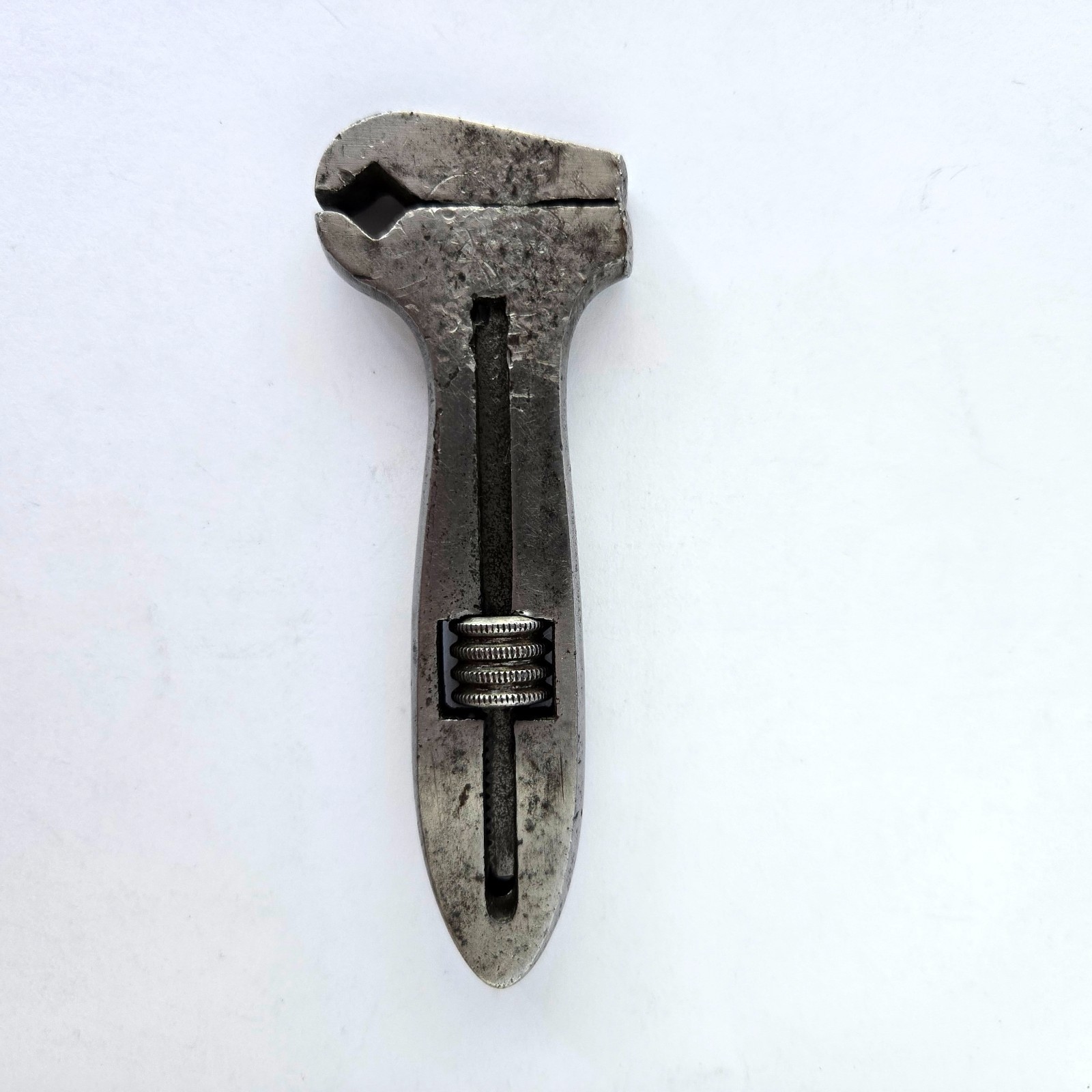 Antique Vintage Adjustable Coach Wrench Worm Gear Spanner 25mm Jaw Unmarked