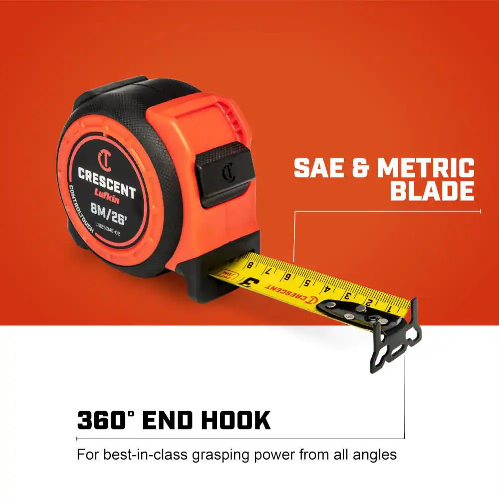 Lufkin 1-3/16 In. X 8 M/26 Ft. Controltouch Yellow Clad Tape Measure