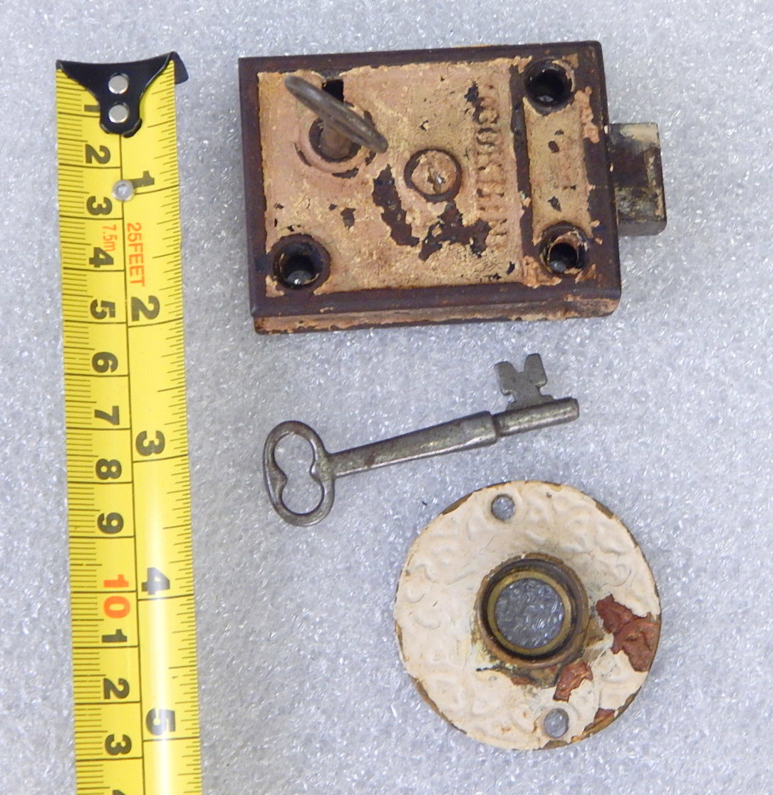 Antique Art Nouveau Victorian Corbin Mortise Door Lock Key Knob Handle Copper