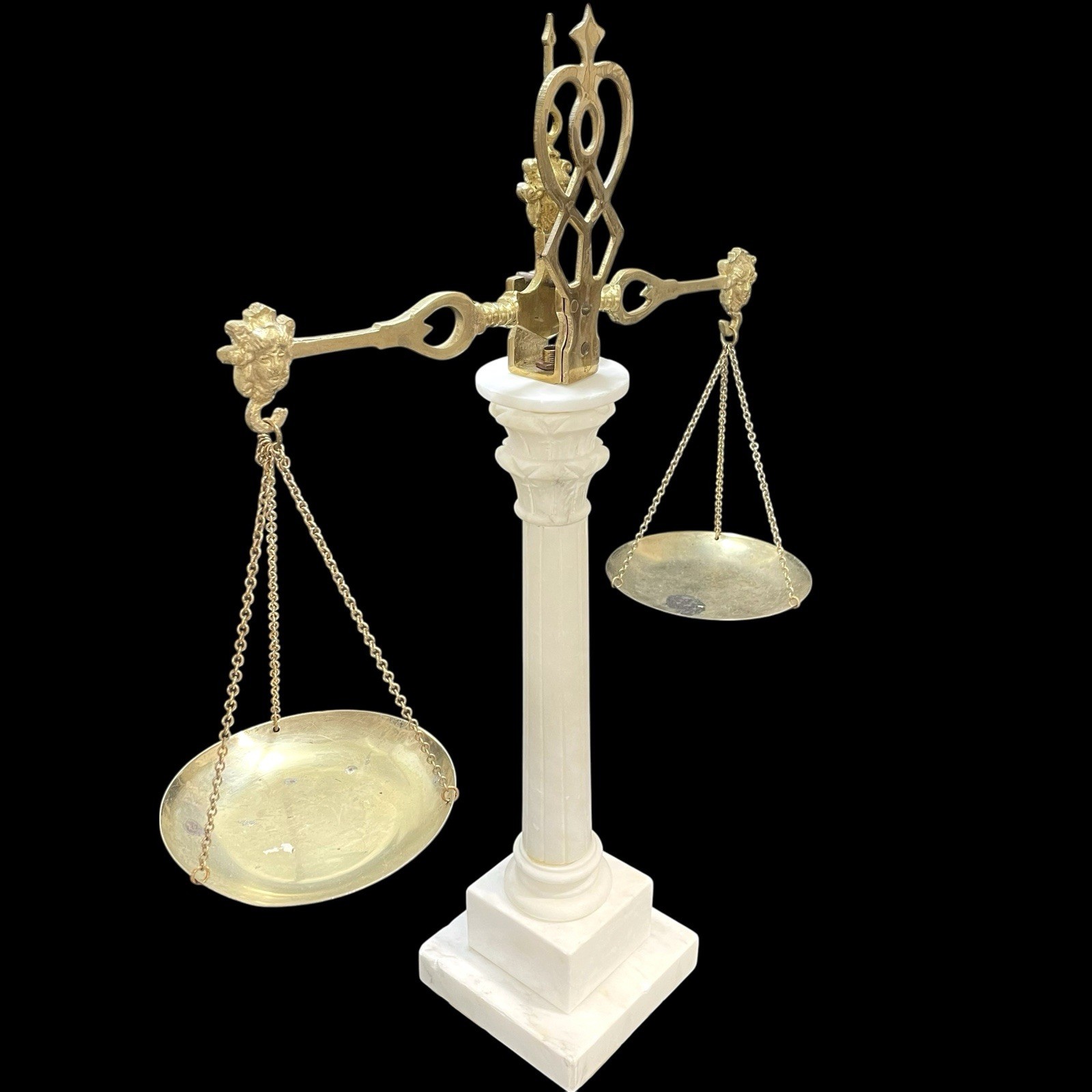 Vintage 1970s Italian Marble and Brass Decorative Scales of Justice – Unique