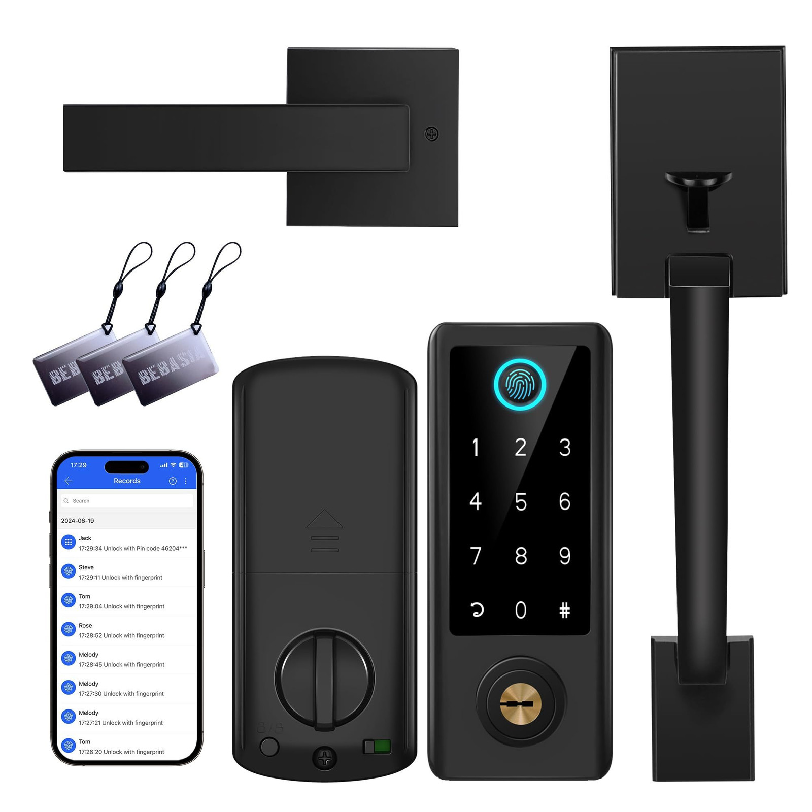 Fingerprint Door Lock with Handle Sets, BEBASIA Keyless Entry Black
