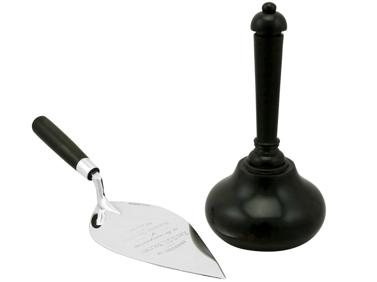 Vintage Sterling Silver Presentation Trowel & Mallet Set 1950s