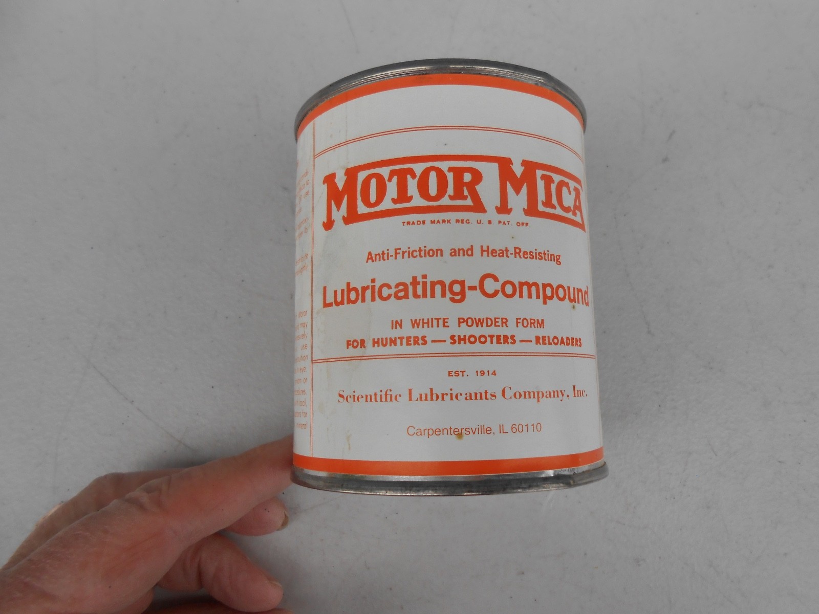 Vintage Motor Mica Powder Lubricanting Compound for Hunters Shooters Reloaders