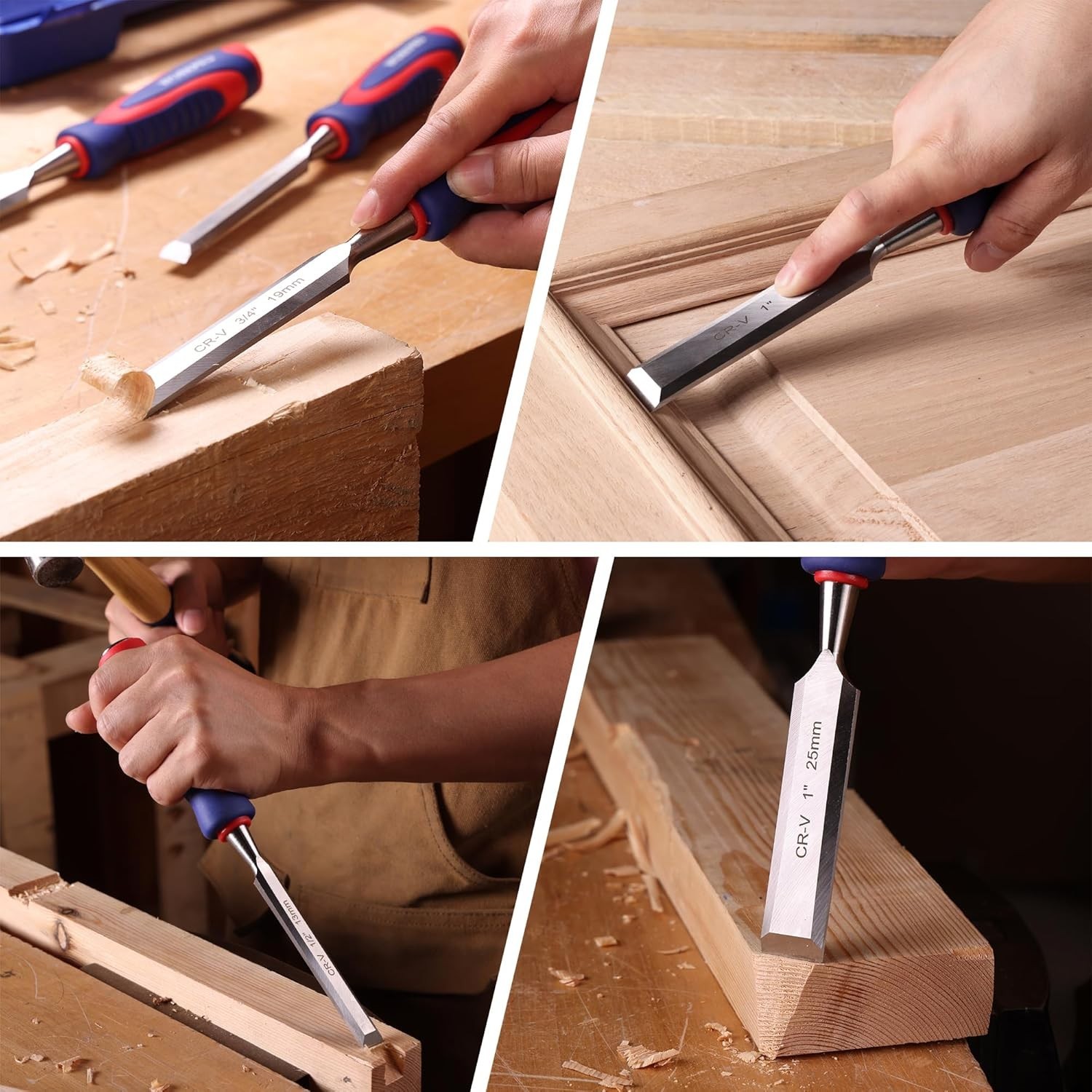 Complete Woodworking Chisel Kit – 10-Piece Bevel Edge Set with Sharpening Tools