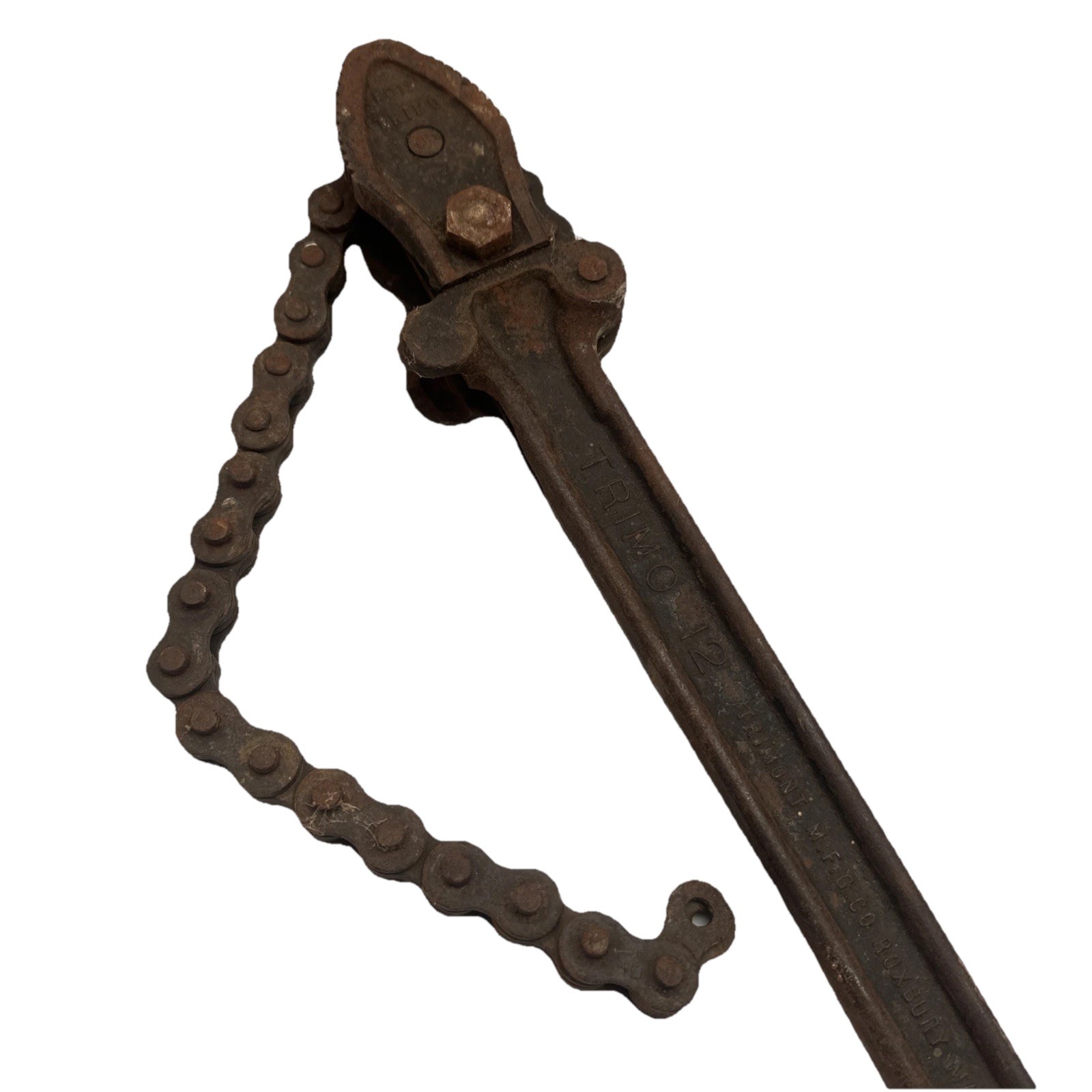 Vintage Trimont Mfg Co No. 12 Chain Pipe Wrench 28 Inch Length USA Trimo
