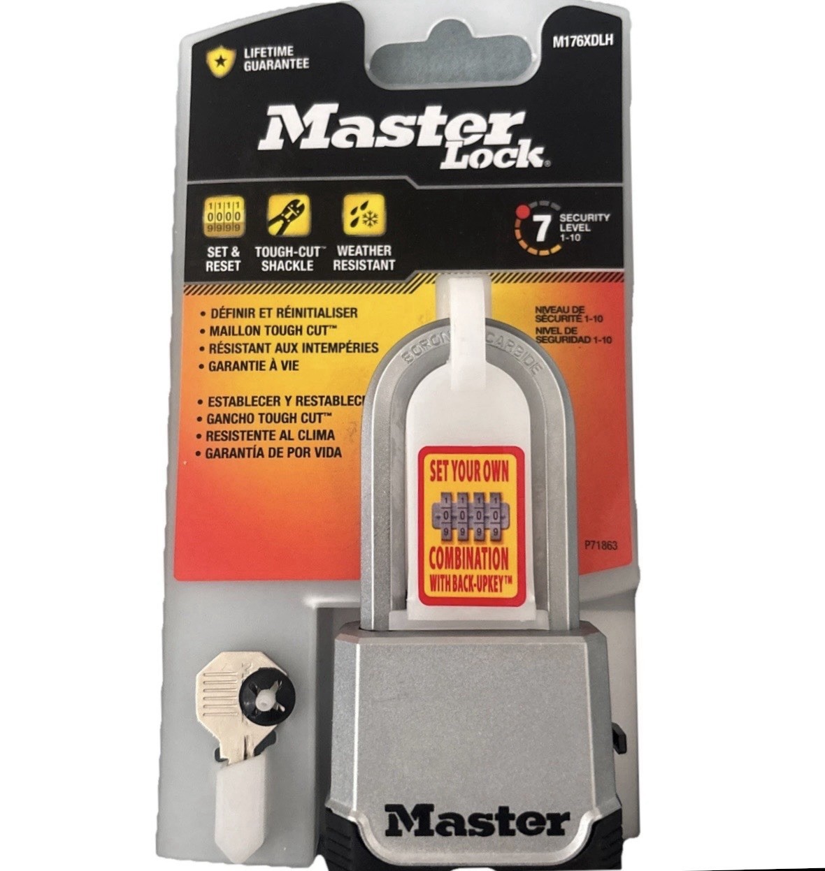 Master Lock M176XDLH Resettable Weather Resistant Combination Lock w/ Backup Key