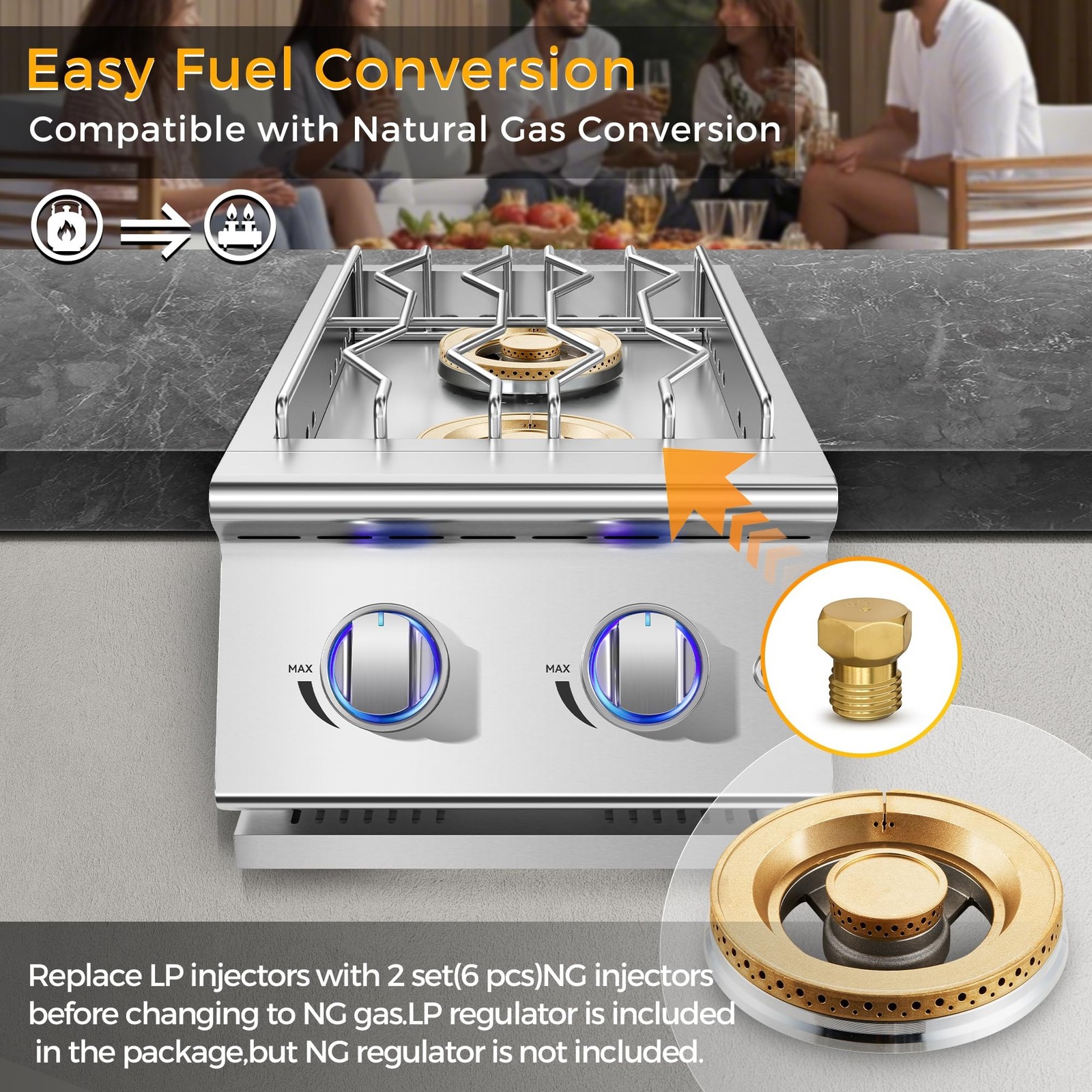 Grilling Side Burners for Outdoor Kitchen, 2 * 18,000BTU Liquid Propane Side …