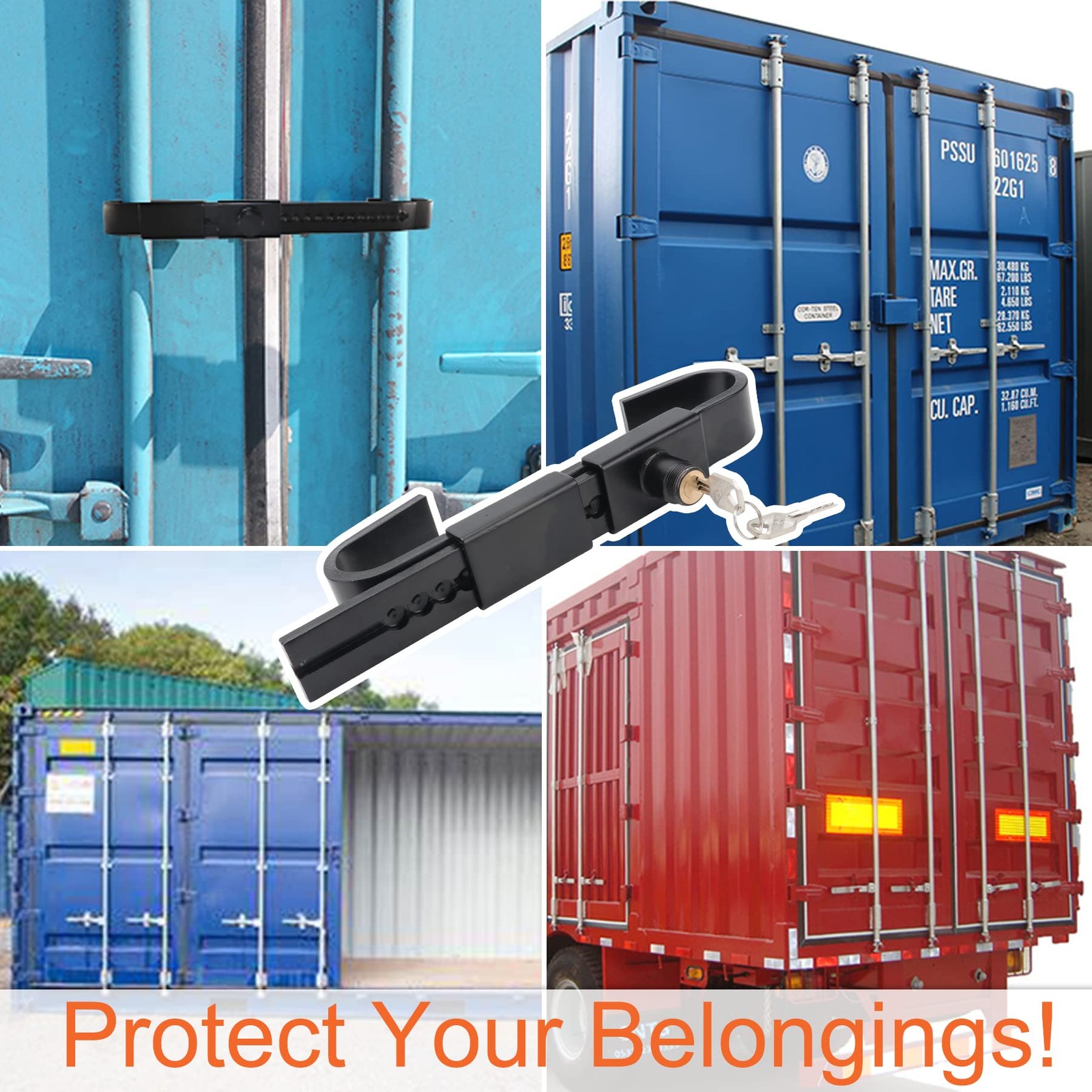 Shipping Container Lock – Adjustable Steel Heavy Duty Cargo Door Lock – Semi-Tra