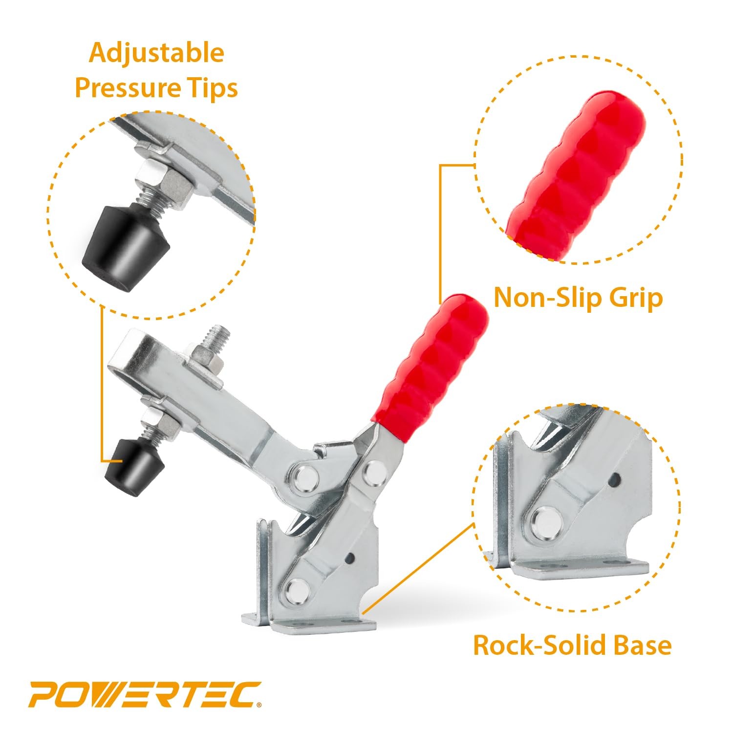 POWERTEC 1PK Toggle Clamp, 500 lbs Holding Capacity, 12130 12130, 1PK, Silver
