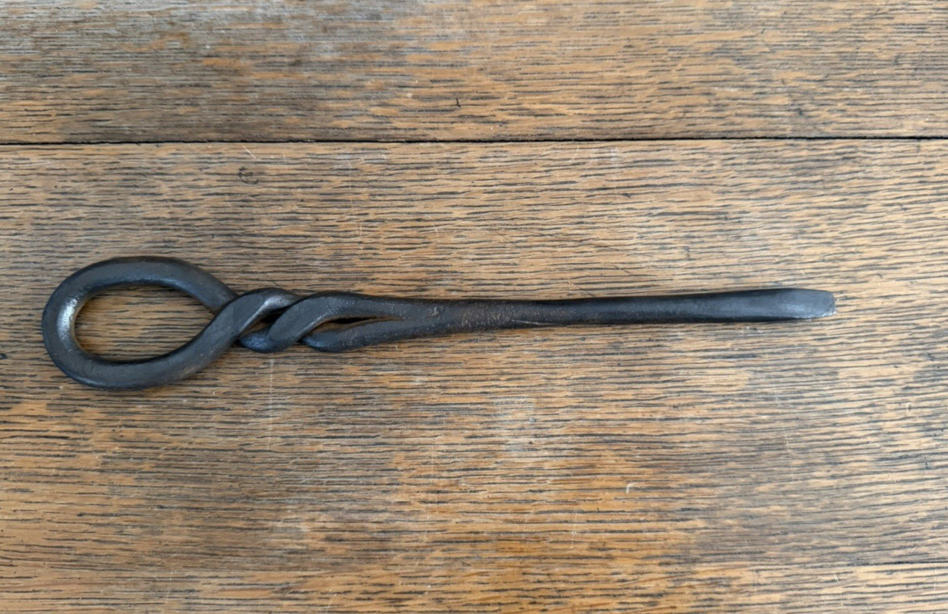 Vintage Hand Forged Blacksmith Flathead Screwdriver Twisted Iron Tool 10″