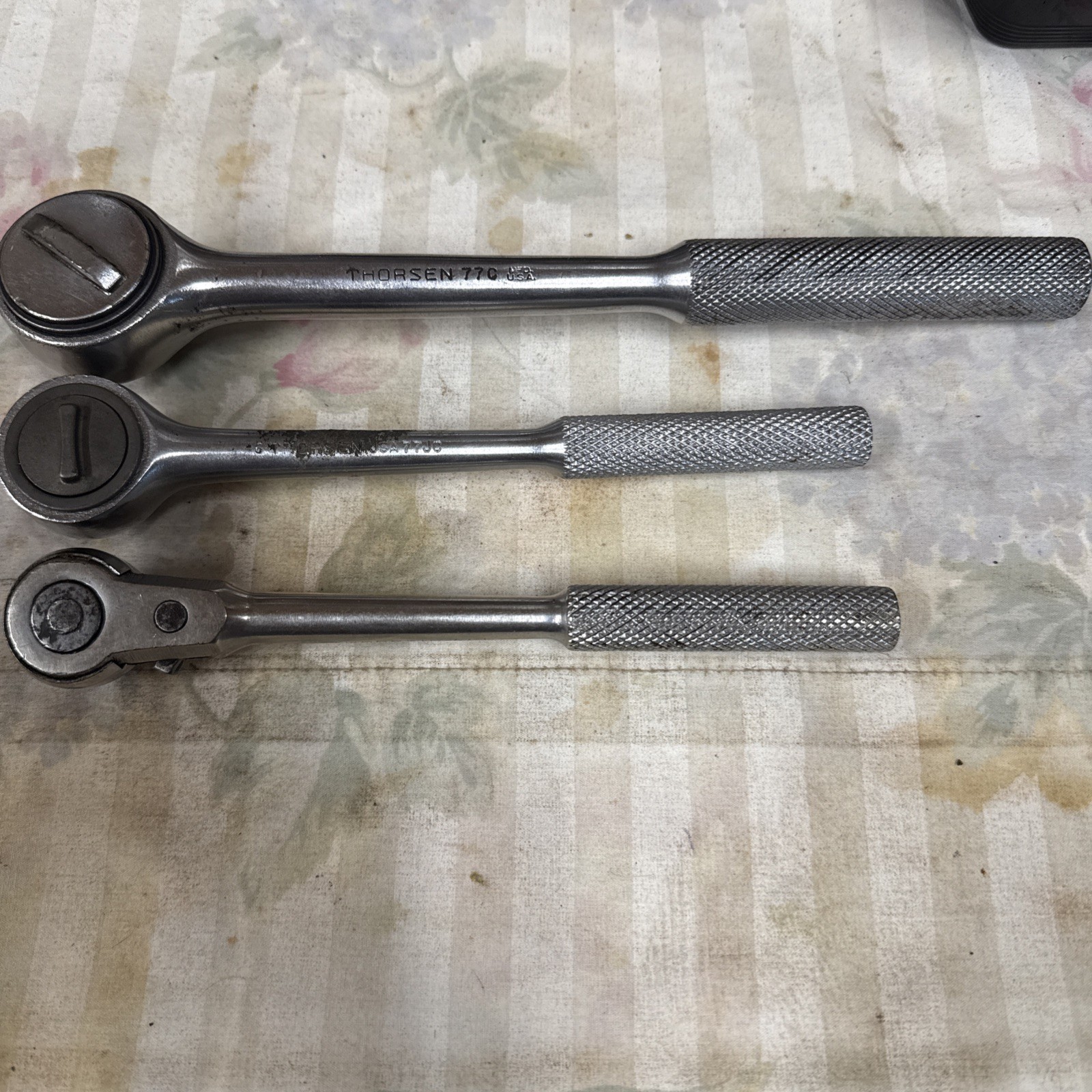 Vintage Thorsen No. 77J, 3/8″ Drive, Open Style Ratchet. 77JC, 1/2” drive 77C