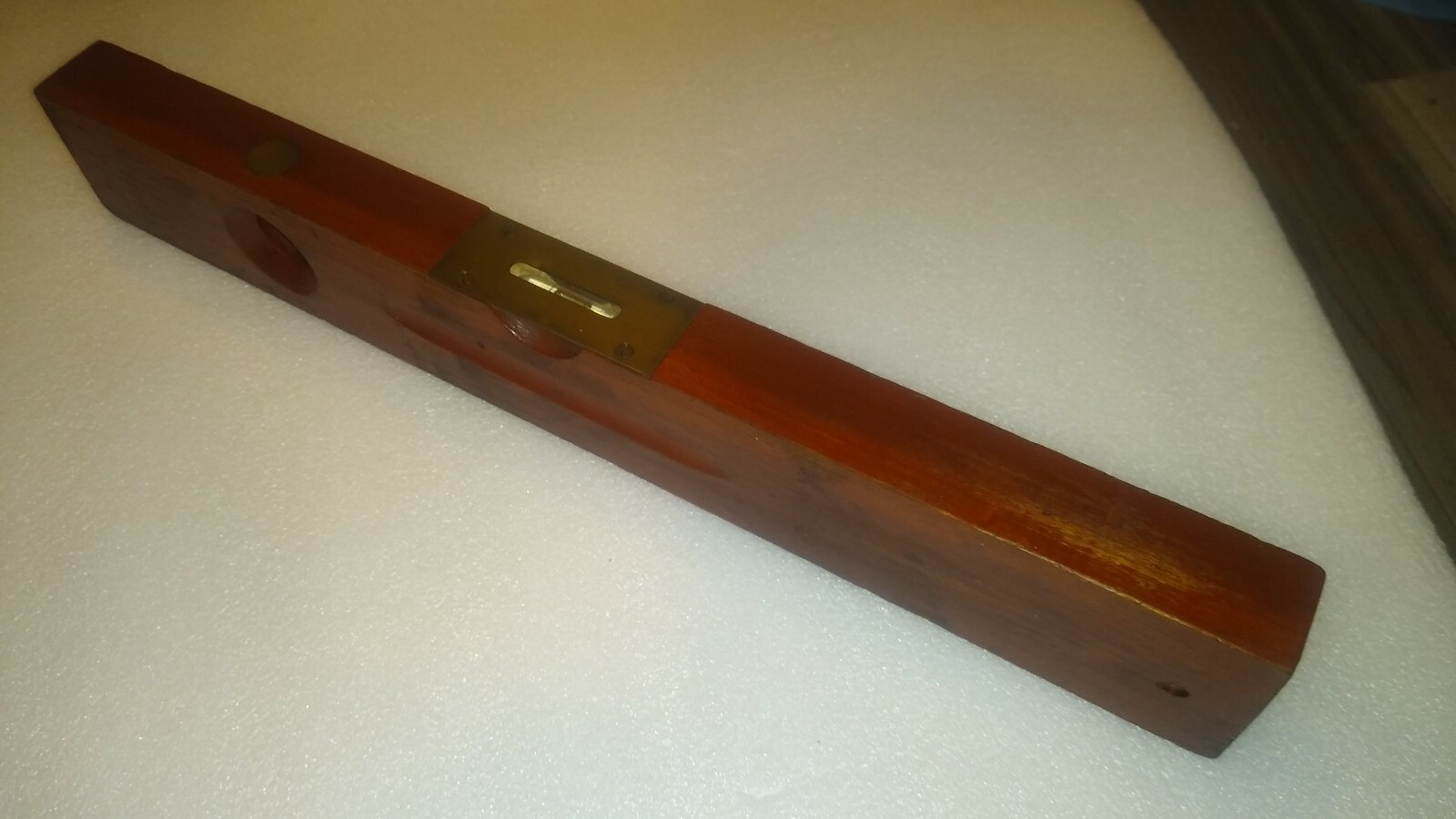 Antique Wood 2-Vial Carpenters Level made by SOLAR MFG in USA 18″ long