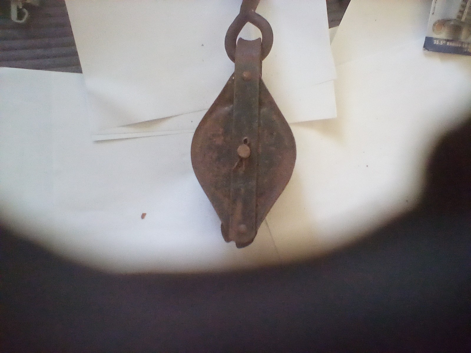 2 Wheel Small Antique Vintage Metal Pulleys Block Tackle Barn Rope