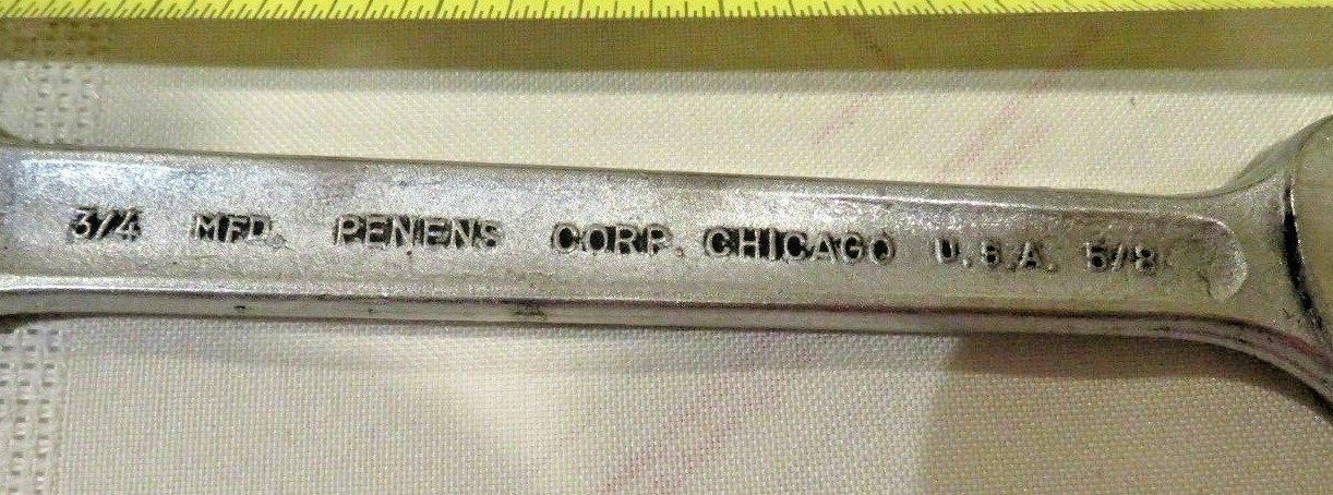 VINTAGE MFD. PENENS CORP-CHICAGO USA DOUBLE OPEN END WRENCH, 3/4″ x 5/8″ RARE