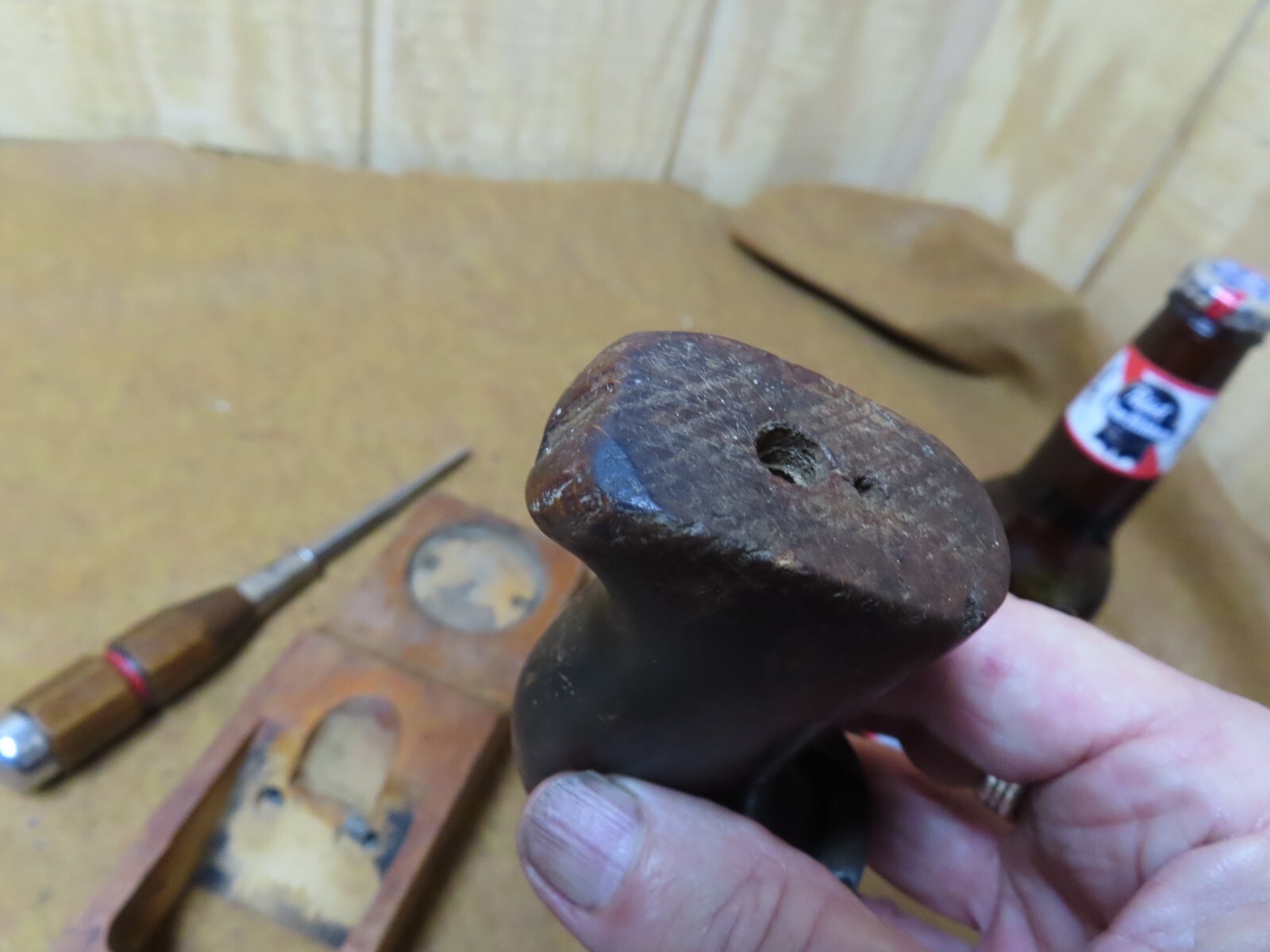 Stanley 35 Wood Bott Gage Plane,handle assy(ONLY),hardwood w/pl~AVG+🤠🤠SG5.23R