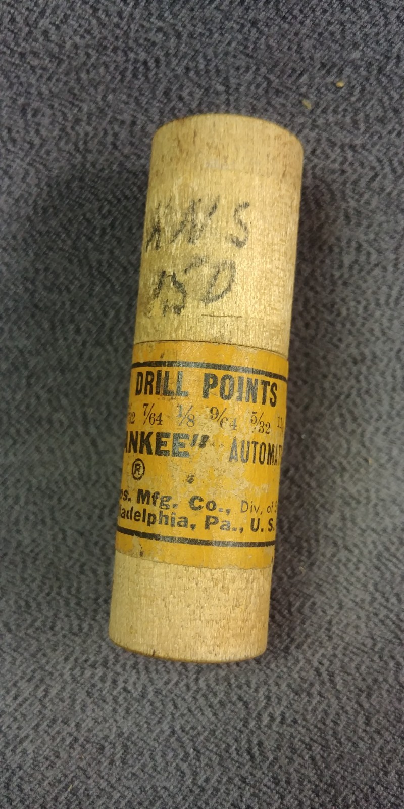Original 7 North Brothers Stanley Yankee Drill Points No 9 Wood Case 1/16 9/64