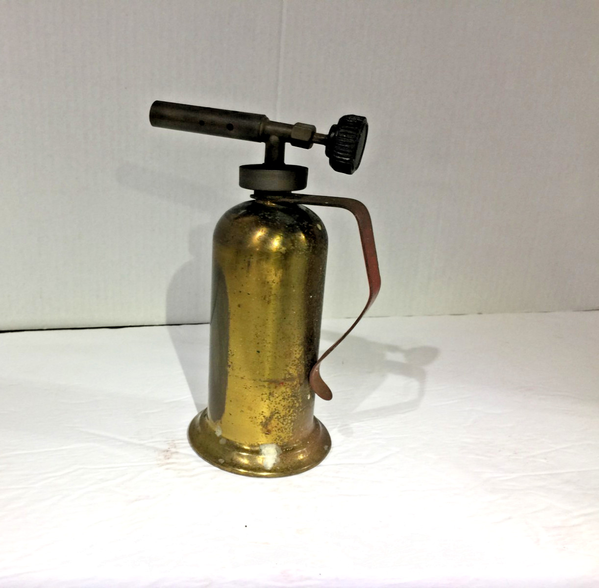 Vintage 1940’s/50’s Lenk Mfg Co Mini Brass Gasoline Blow Torch, Boston Mass.!