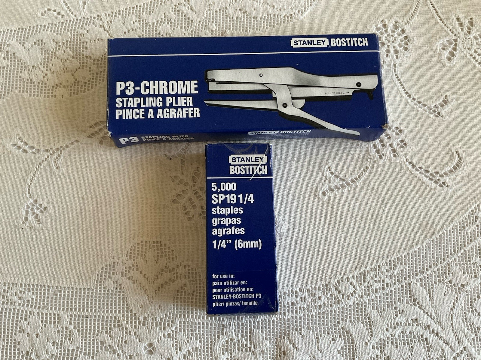 Stanley Bostitch P3-Chrome Stapling Plier + 5,000 SP19 1/4 Staples NIB