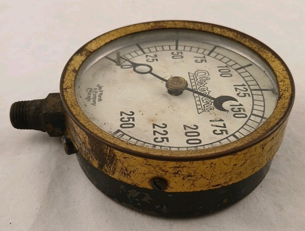 Antique/Vintage 1920s Brass Jas P Marsh Absopure Frigerator Gauge-Steampunk-RARE