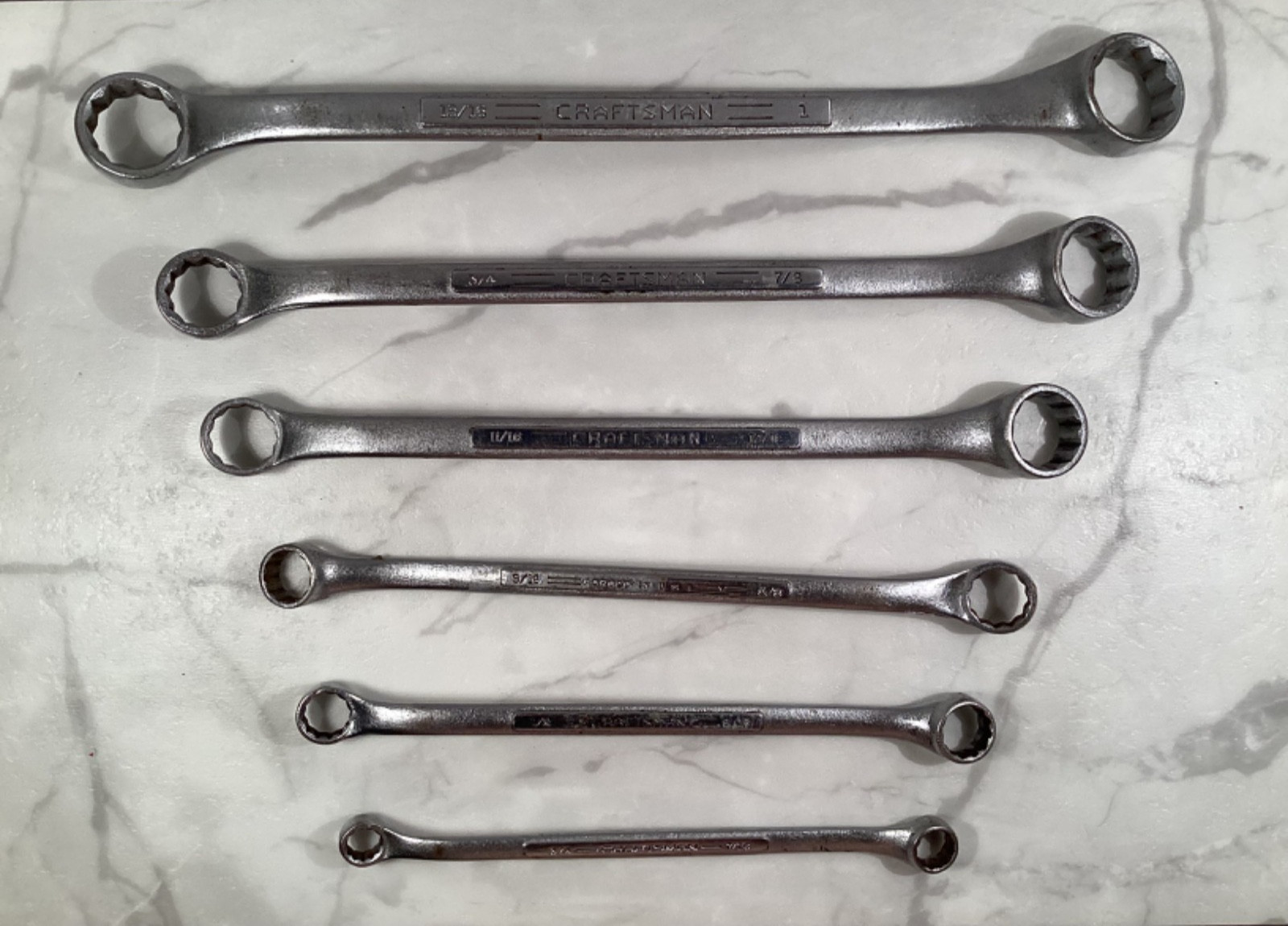 Vtg Craftsman Box Wrench “V” Series Set of 6 SAE Double Box End 12 Point USA EUC