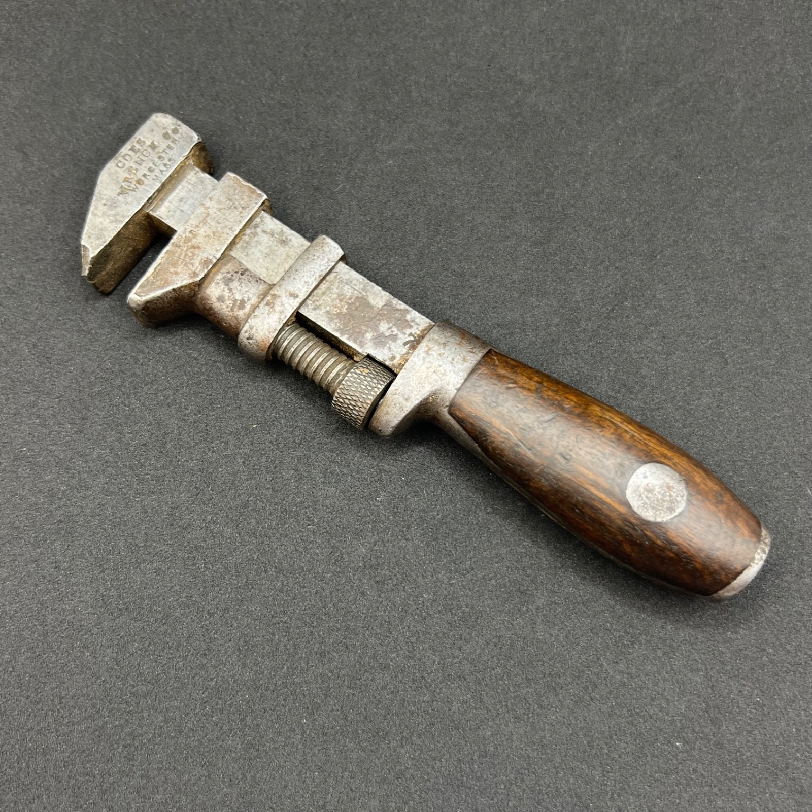 Coes Wrench Co Vintage 1901 Steel Wood Knife Handle 6 1/2 Inch Adjustable Monkey