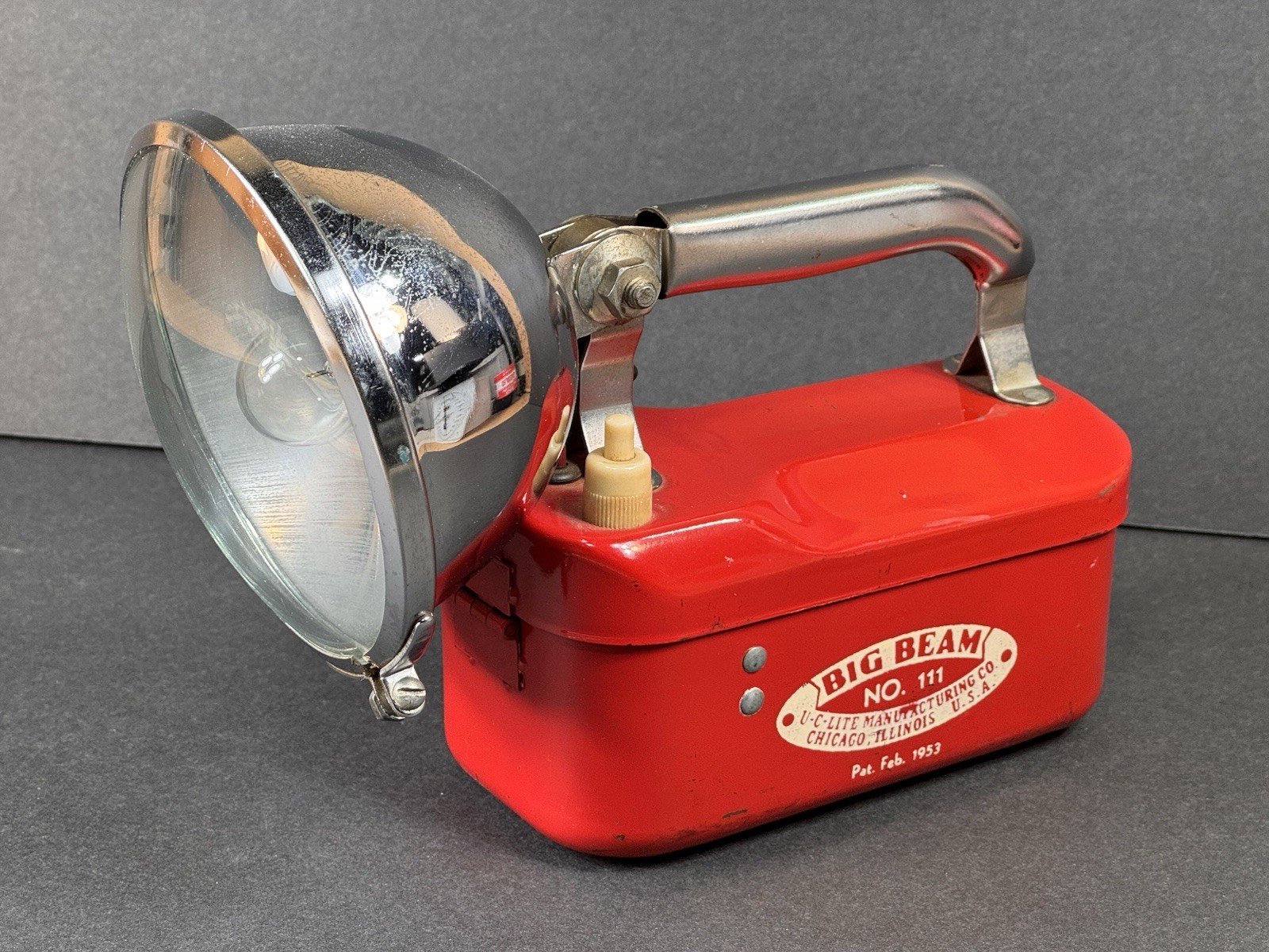Vintage Big Beam No. 111 Flashlight Red Lantern Untested