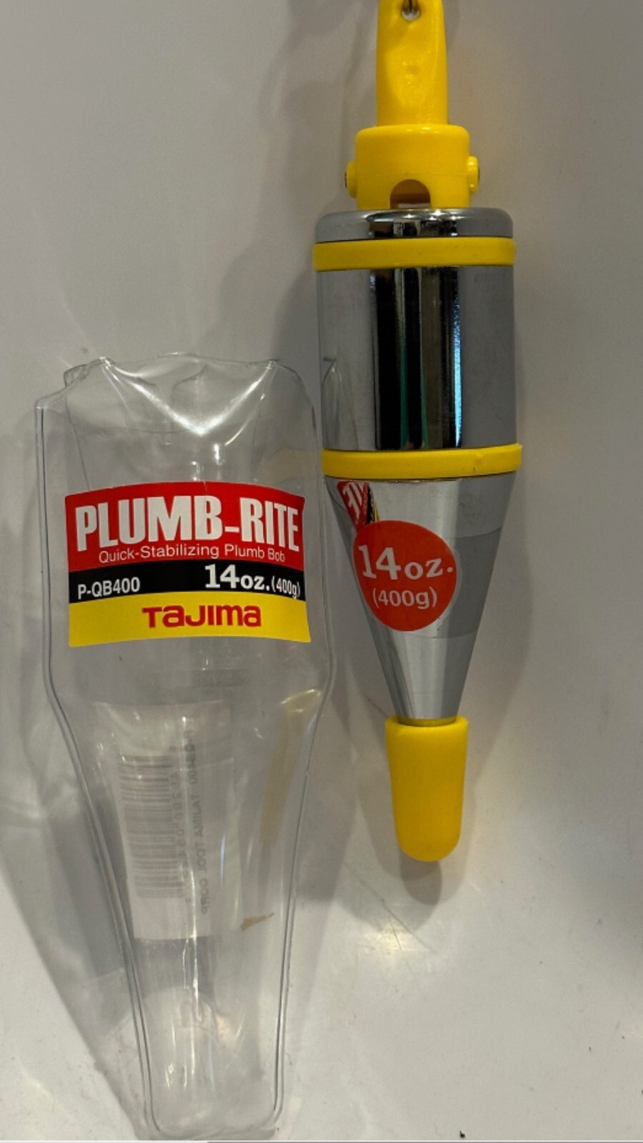 TAJIMA PQB400 14 oz (400g) Plumb-Rite Plumb Bob – Quick-Stabilizing Cap.