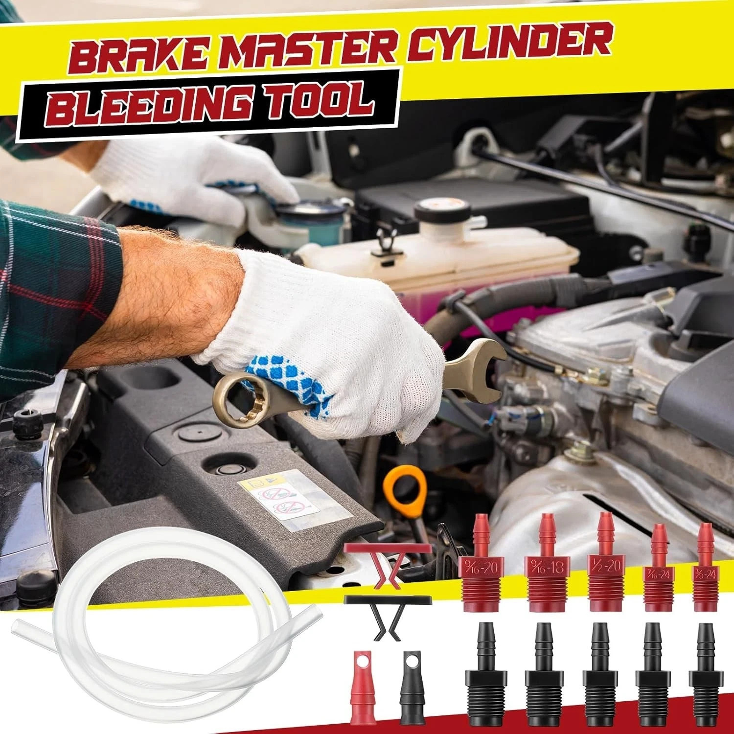 Master Cylinder Bleeder Kit Complete Brake Bleeder Kit with 22 in Clear Hose Cl