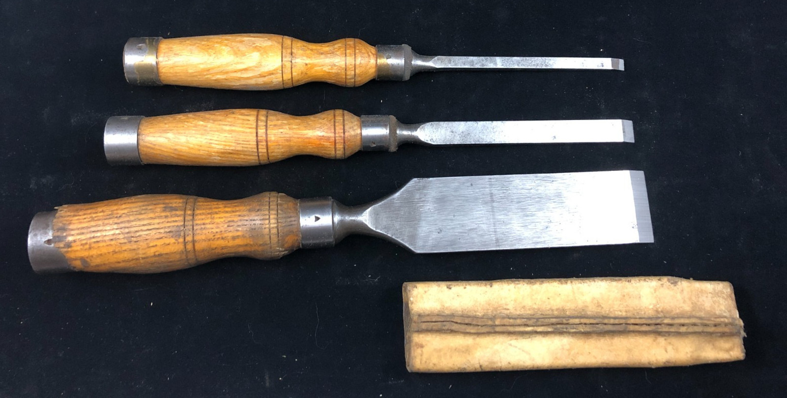 VINTAGE SET OF 3 pc.~ MARPLES~ MORTISE WOOD CHISELS ~SHARP~