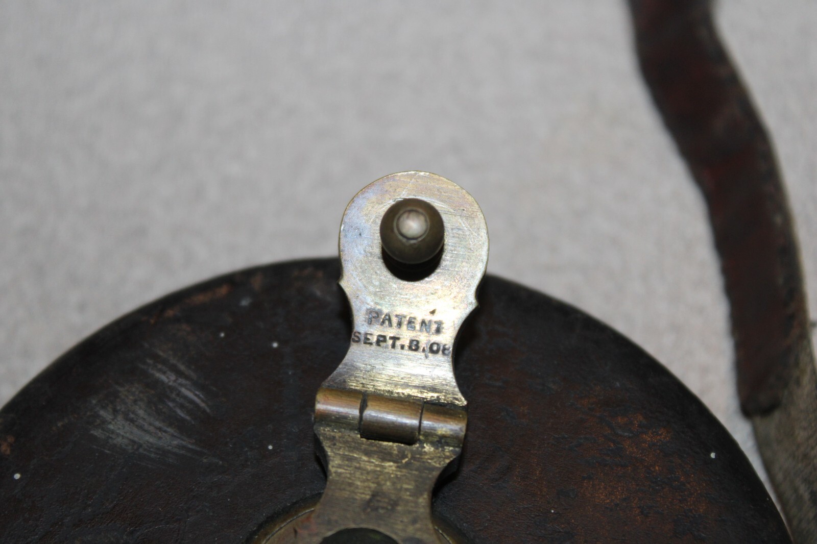 Vintage Chesterman Sheffield England 50 Ft Tape Measure Leather & Brass