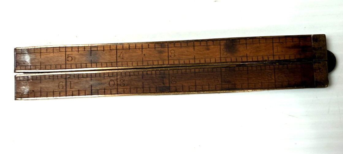 Vintage “Upson Nut Co.” No. 62 Folding Foxwood Ruler 24” Brass