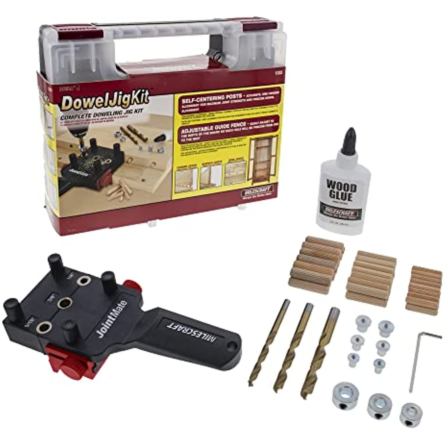 Milescraft 1333 Dowel Jig Kit – Handheld Dowel Jig with 3 Metal Bushing Sizes